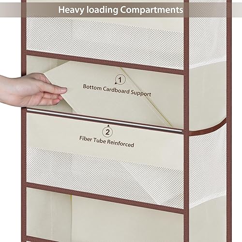 Vista 16 de Univivi Organizadores colgantes para colgar sobre la puerta, armario de guardería, armario de almacenamiento para bebés con 4 compartimentos Beige