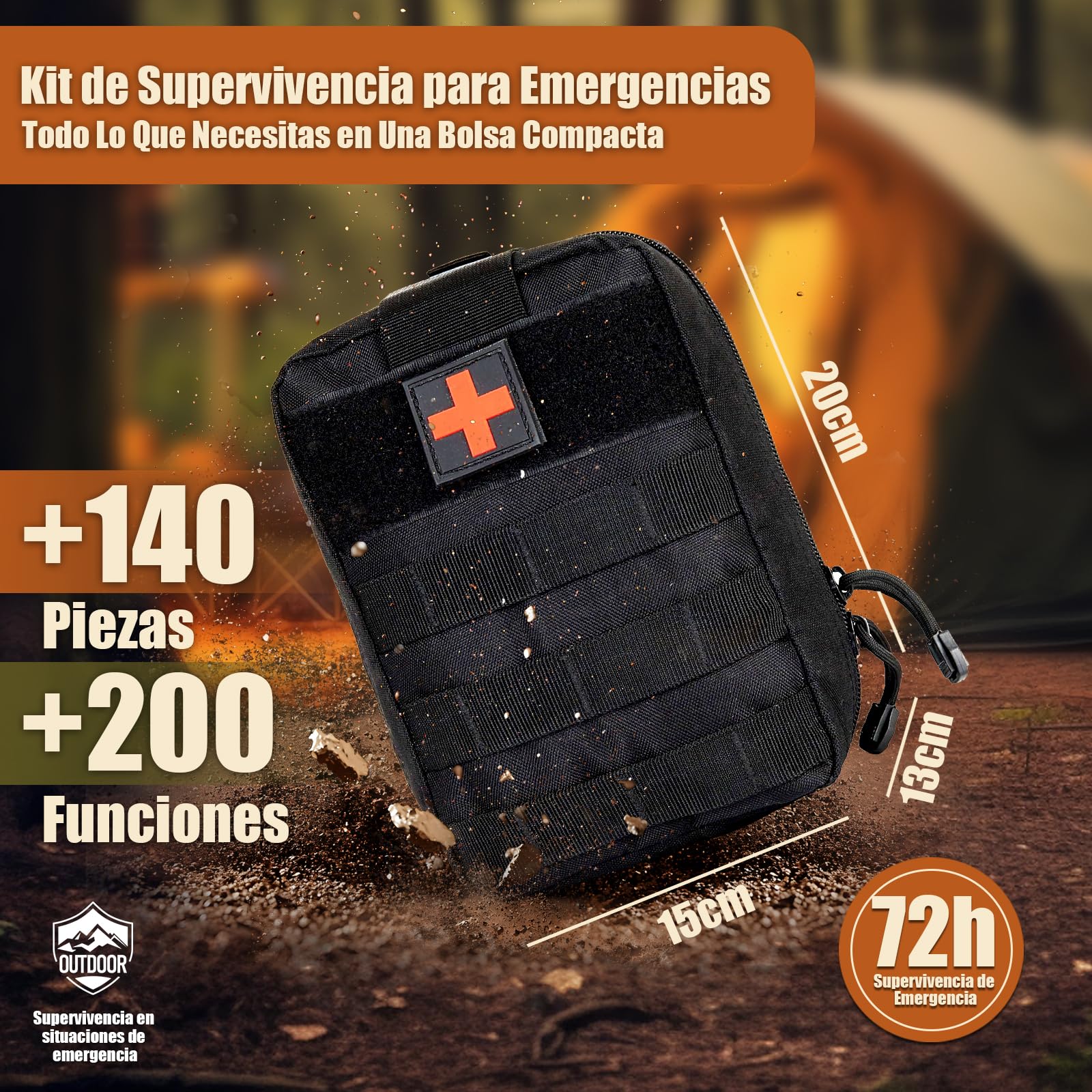 Gemmac Kit Supervivencia 140 en 1 Equipo Botiquin de Primeros Auxilios Completo, Survival Kit Catastrofe Tener 2000 mAh Radio a Pilas Linterna Camping Botiquin Hogar Caza Senderismo Montaña Regalo