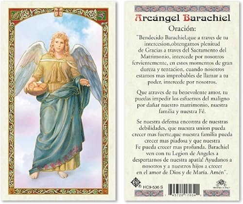 Miniatura 5 de Seven Arcángeles - Tarjetas de oración católicas laminadas en español para orientación celestial, Miguel Gabriel Rafael Uriel Barachiel Jhudiel y