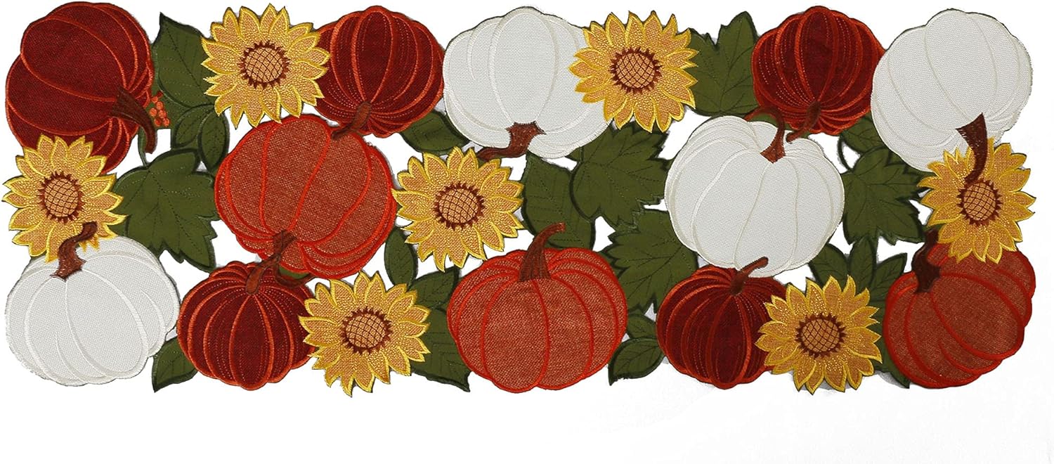 OWENIE Thanksgiving Fall Table Runner - 108 Inches, Harvest Pumpkins Autumn Decor, Extra Long Farmhouse Runner, 13 x 108 Inches