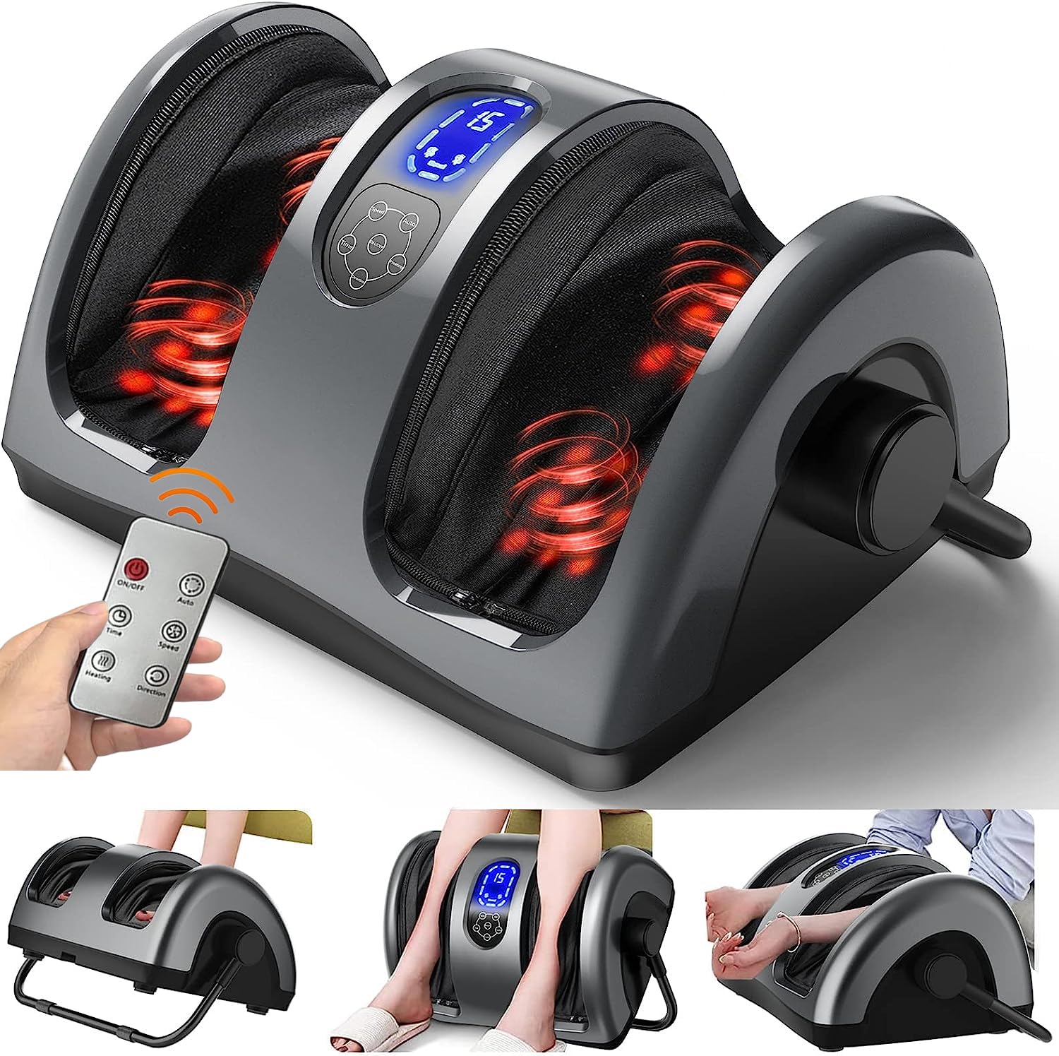 Angju Shiatsu Foot Massager with Heat-Foot Massager Machine for Neuropathy, Plantar Fasciitis and Pain Relief-Massage Foot, Leg, Calf, Ankle with Deep Kneading Heat Therapy, Gift for Mother