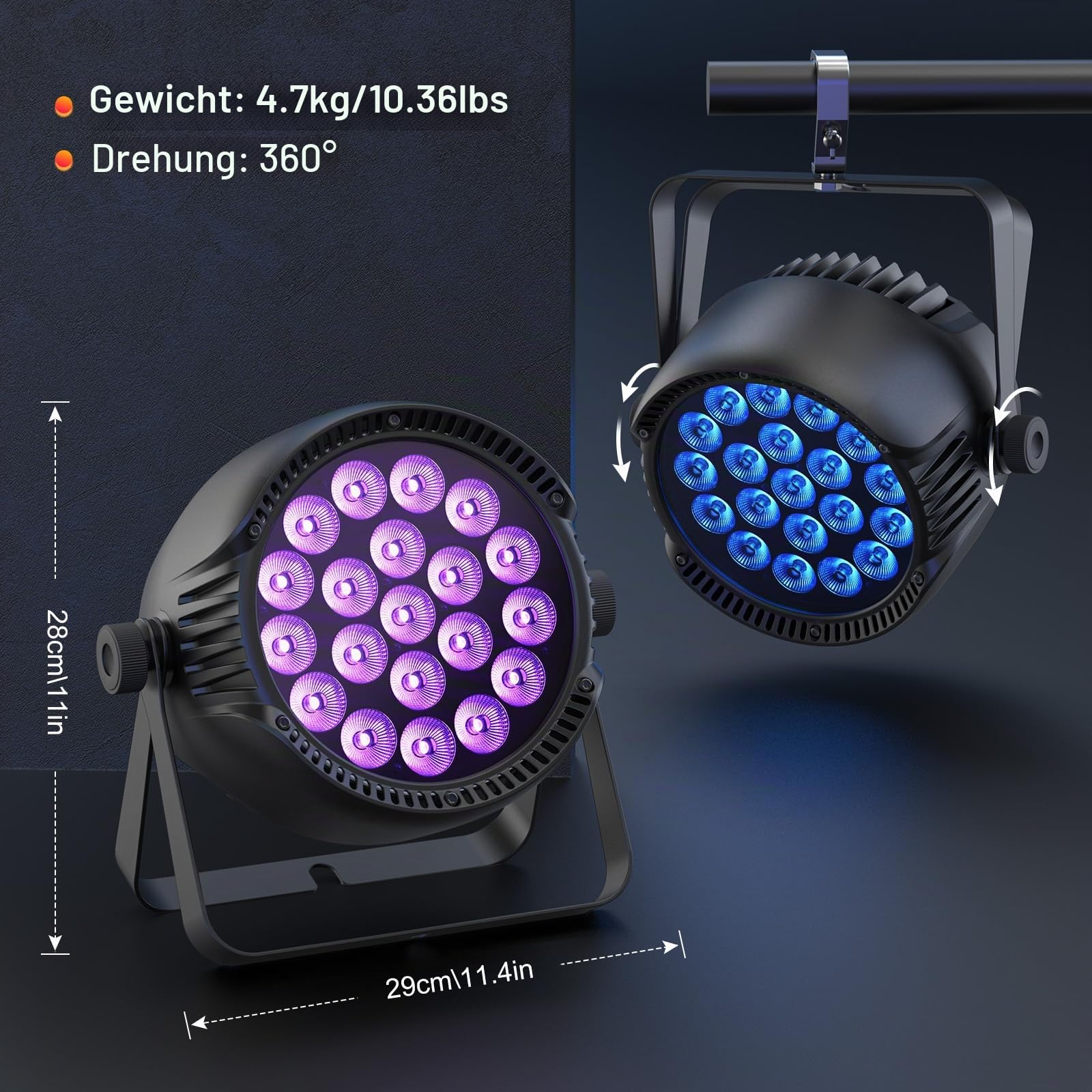 300 W LED Par IP65 wasserdicht, RGBW Bühnenlicht LED Par Strahler, DMX512 Discolicht Partylicht geeignet für Outdoor Partys und Konzerte an regnerischen Tagen | DMX512 Discolicht Partylicht geeignet für Outdoor Partys und Konzerte an regnerischen Tagen