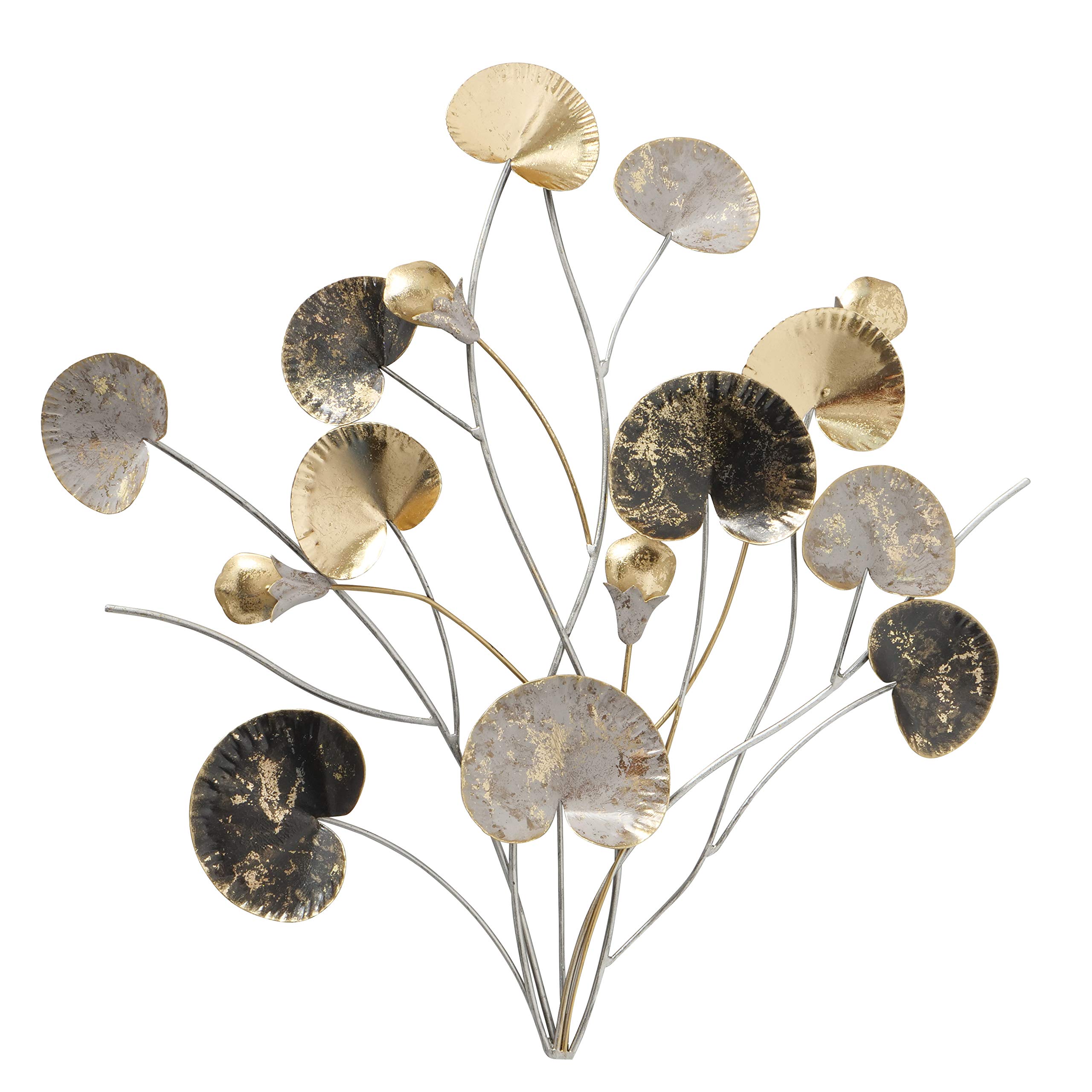 WHW Whole House Worlds Abstract Botanical Metal Wall Art, Bouquet of Blossoms, Stems and Leaves, Gol
