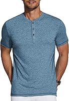 COOFANDY Men's Short Sleeve Henley Shirt - Lightweight Breathable Button Tee for Casual Summer Everyday Wear