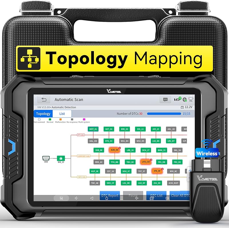 Bidirectional Topology Mapping Scan Tool VDIAGTOOL VD80 BT, 8" Wireless OBD2 Scanner for Car, 2026 Full System Diagnostic Tool with 41+ Resets, Online Coding, FCA AutoAuth, CAN FD/DoIP, 3 Years Update
