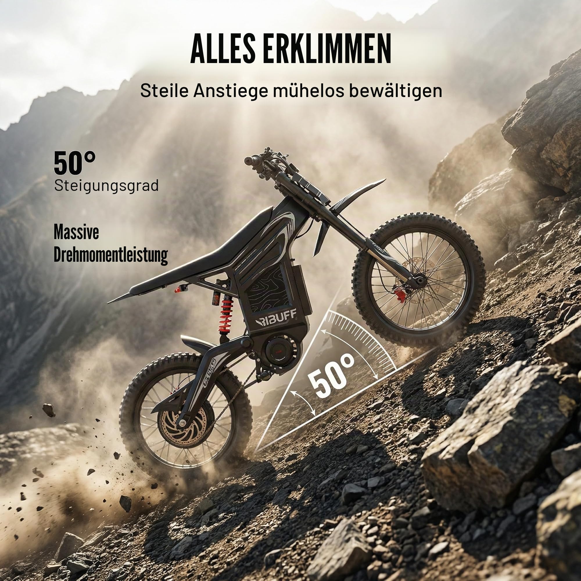GT600 Elektro-Cross-Bike für Erwachsene, 72 V, 30 Ah Akku, 160 km Reichweite, 43,2 cm (19 Zoll), 43,2 cm (17 Zoll), NFC-Start, Doppelfederung und hydraulische Bremsen