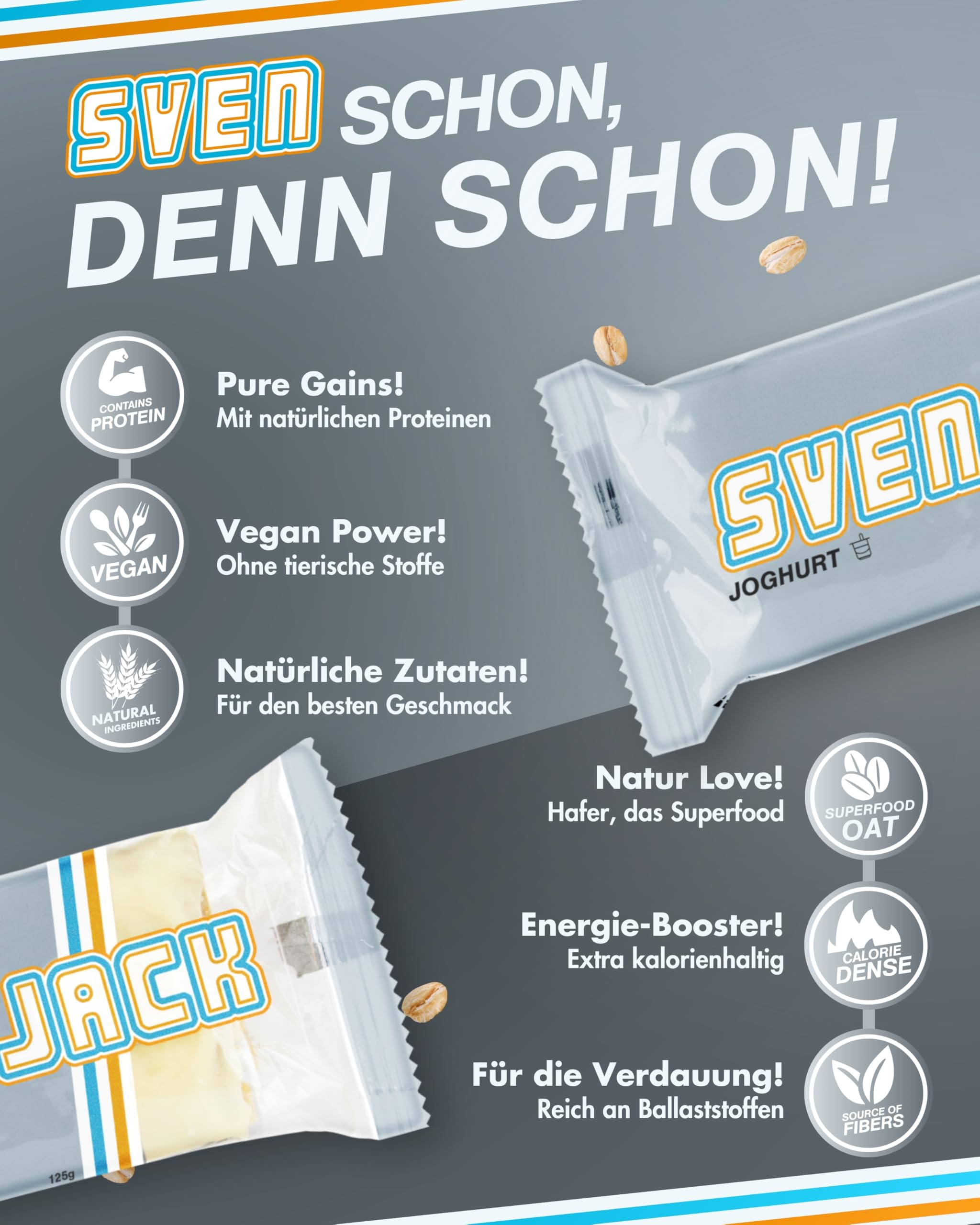 Sven Jack (Energy Cake) BEST OF Haferriegel Mix Box 24x 125g I Original Haferflocken Energieriegel I Vegane Haferriegel I Langkettige Kohlenhydrate & wenig Zucker I Fitness Riegel I Müsliriegel