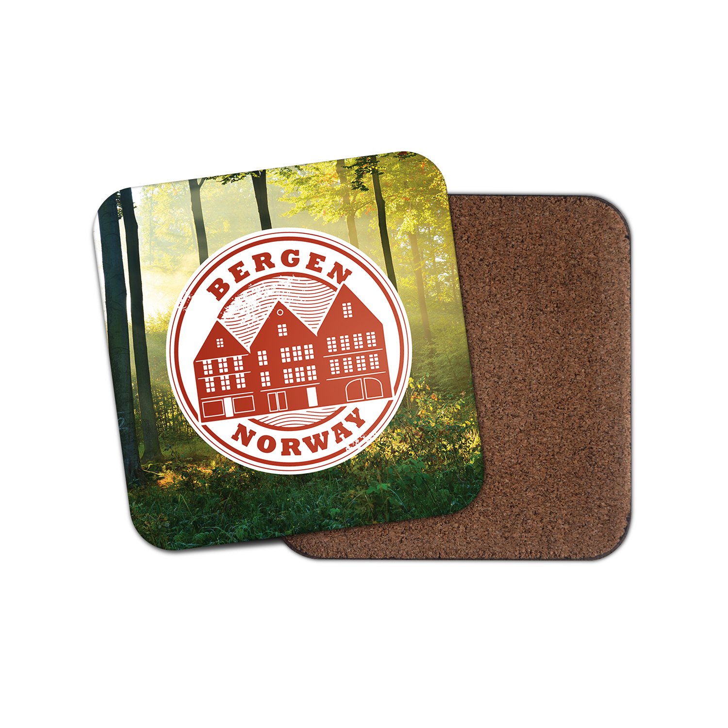 1 x Bergen Norway Boating Fishing Cork Backed Drinks Coaster for Tea & Coffee #4256 (1 Coaster)