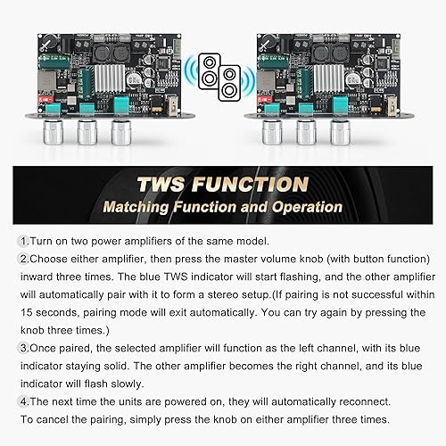 Miniatura 9 de ZK-1001B Mono 100w Bluetooth Audio Amplificador Módulo de Junta con TWS Caja Función TPA3116 (ZK-1001B)