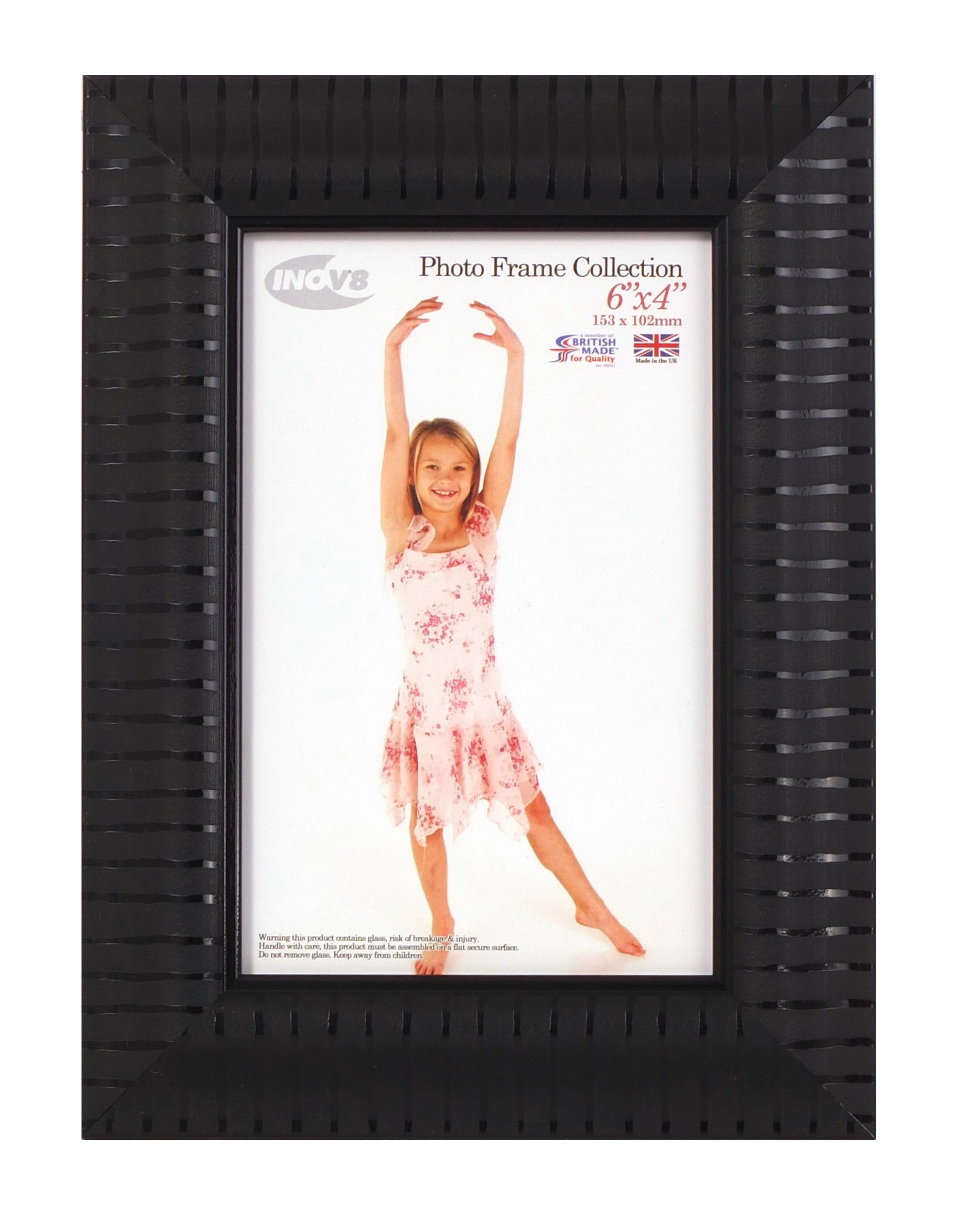 Inov8 Ripple Black British Made Traditional Picture/Photo Frame, 6X4-Inch,
