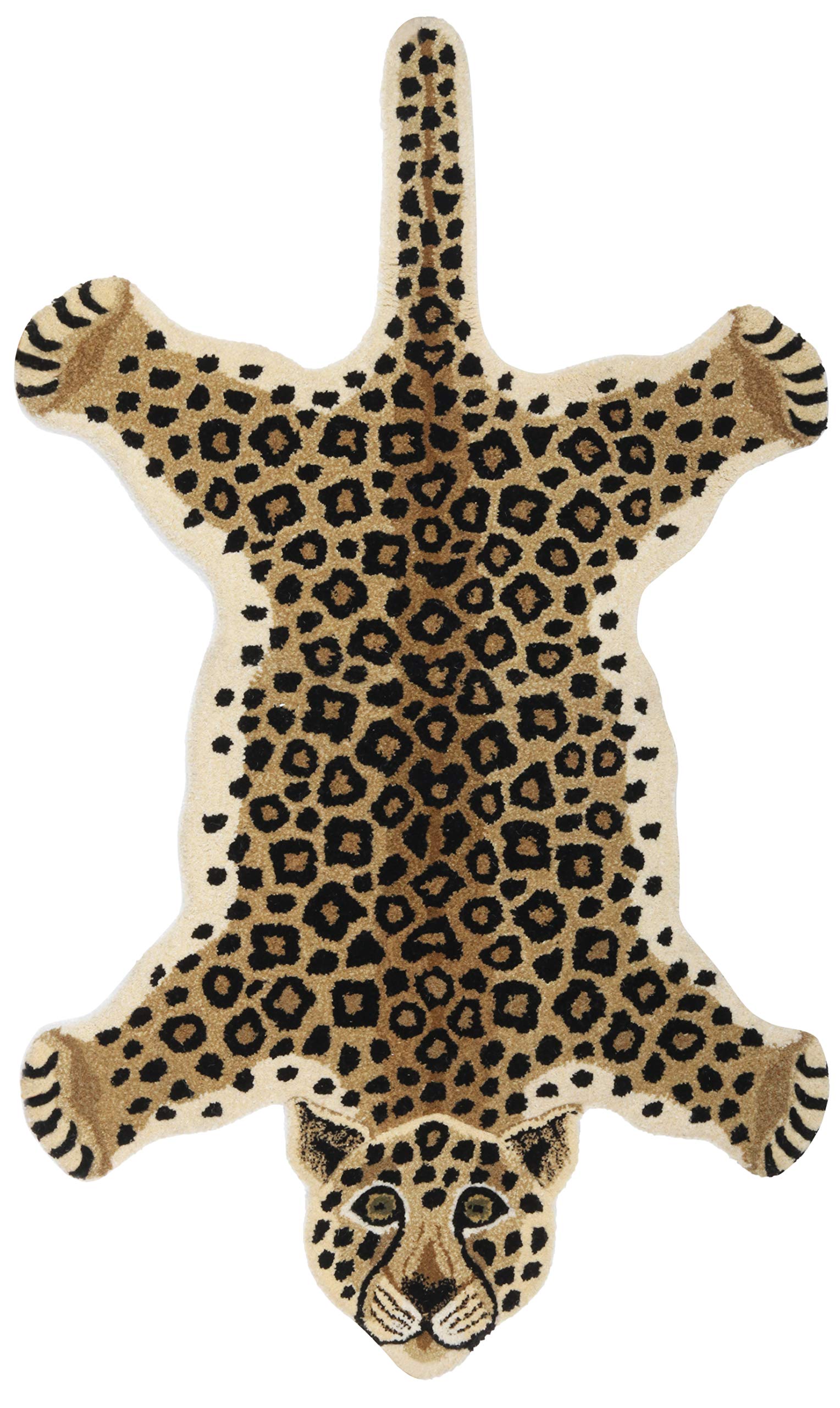Tapis Asana Mirzapur en laine motif léopard 121 nœuds noué main
