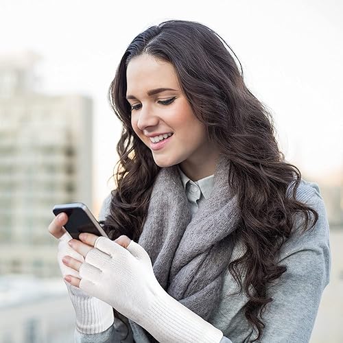 Miniatura 7 de SATINIOR 8 pares de guantes largos sin dedos para mujer, guantes de invierno de medio dedo, suaves calentadores de manos, unisex, elásticos para