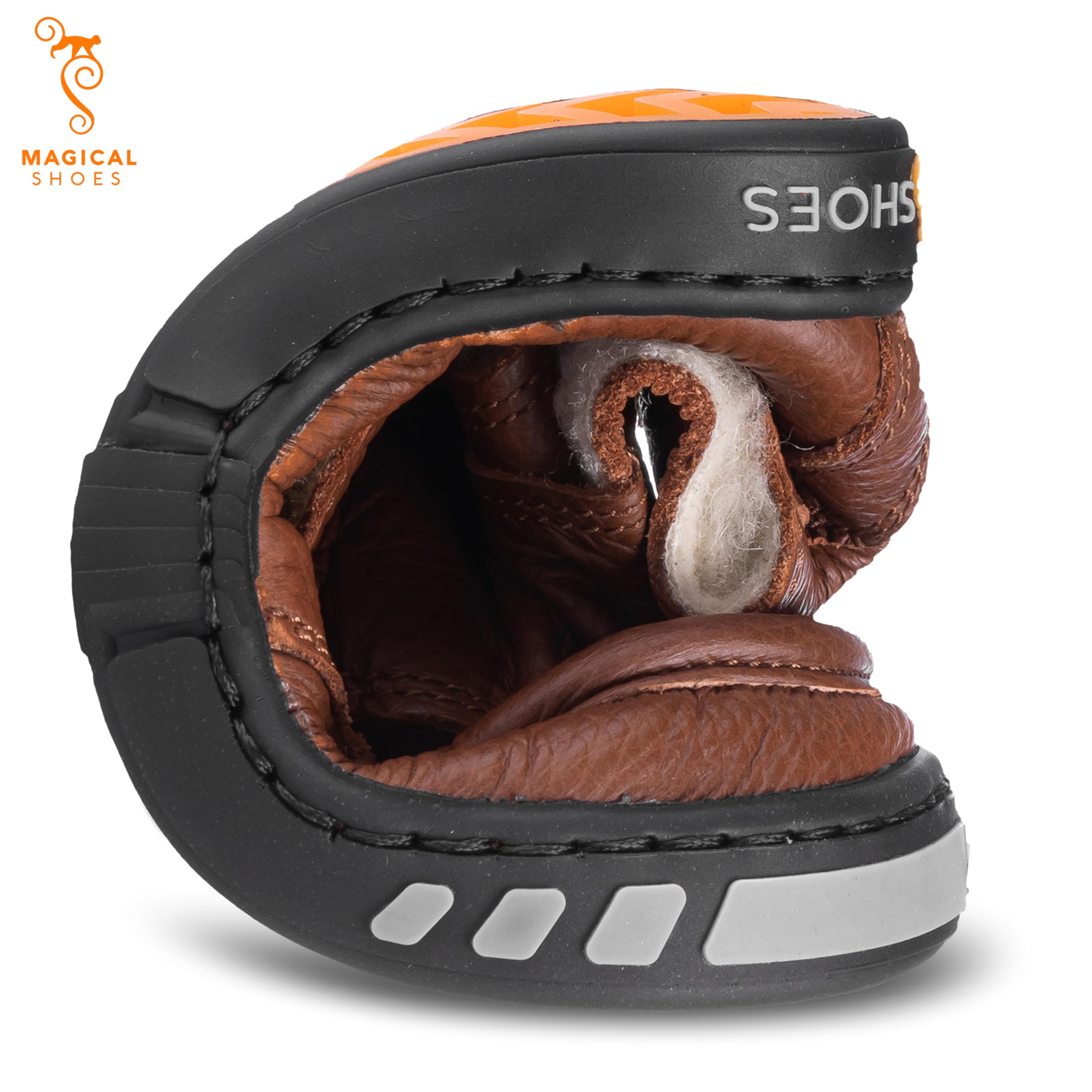 Magical Shoes Barfußstiefel für Kinder, gefütterte Barfußschuhe für Mädchen & Jungen, Winterstiefel mit Futter 50% Wolle, Halbstiefel Leder, Winter Kinder-, Babyschuhe, Ziu Ziu