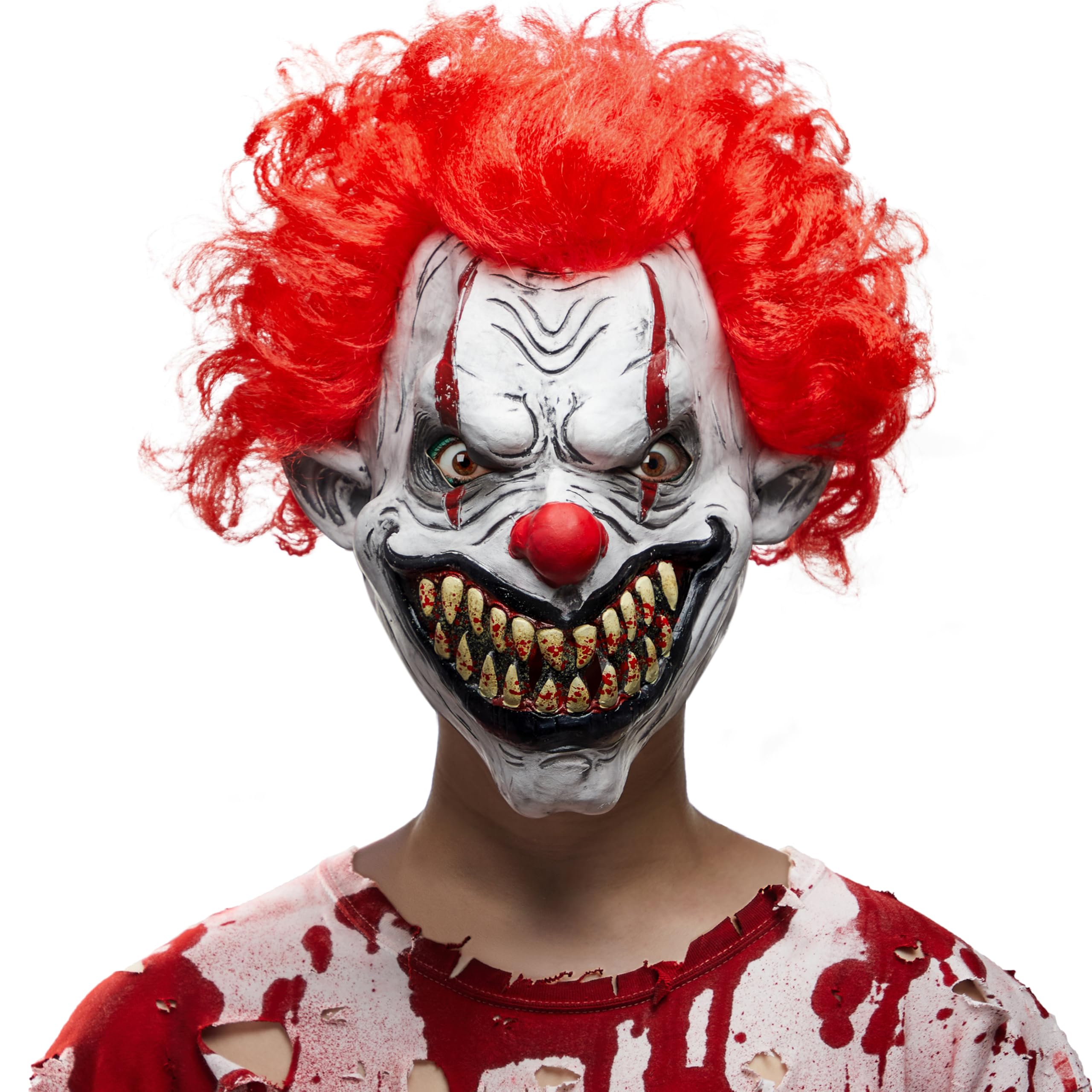 Halloween Scary Clown Mask, Horror Face Creepy Zombie Latex Mask, Monster Masks Killer Evil Cosplay Costume Accessories for Adults Men Halloween Party Dress Up Prop