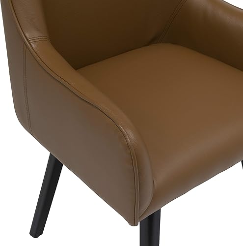 Miniatura 7 de Studio Designs Home Spire Luxe 70188 - Silla giratoria con brazos, para invitados, comedor, oficina, cuero mezclado con negro y marrón caramelo
