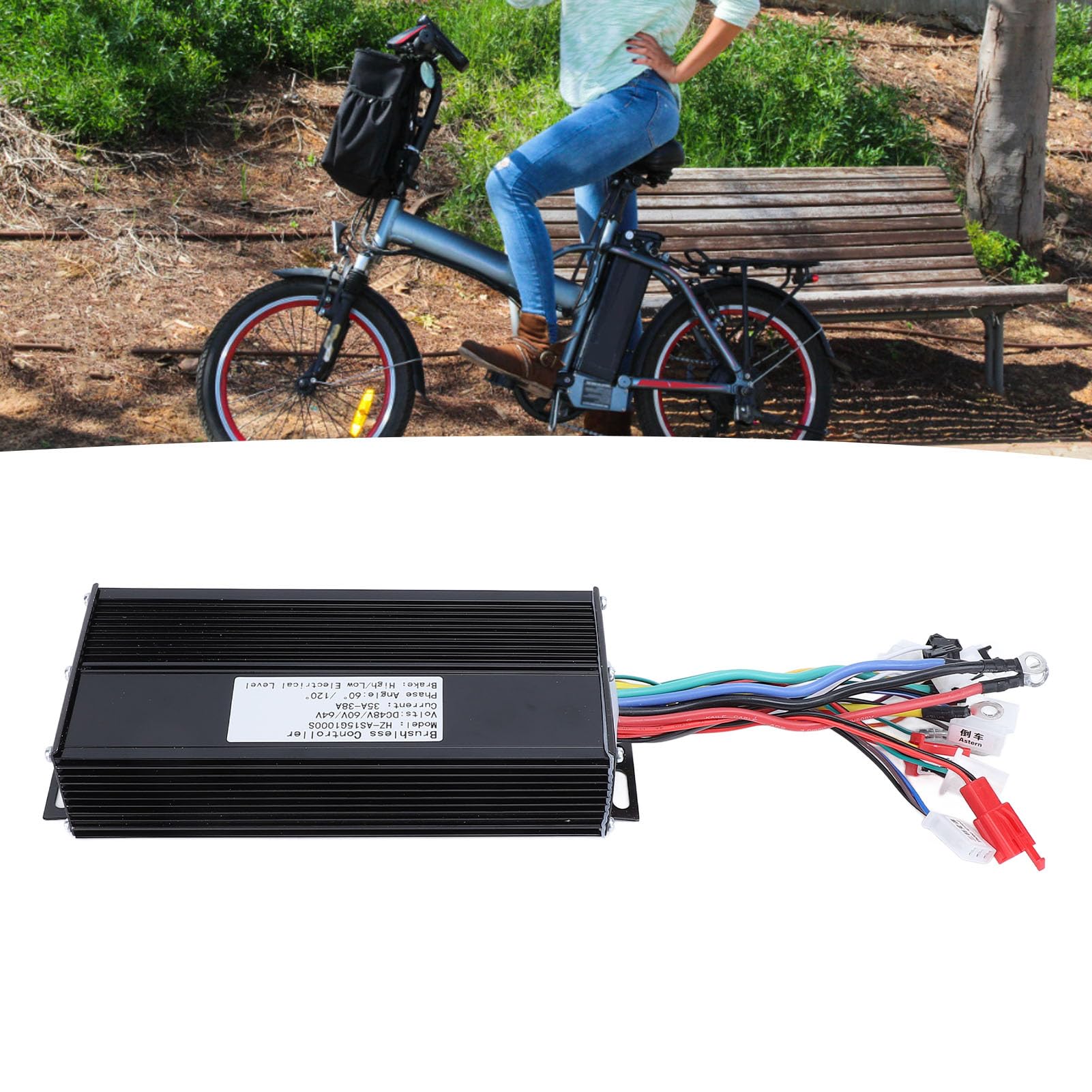 BuyWeek Contrôleur de Moteur sans Balai de Vélo Électrique, 48V 60V 64V 1000W Contrôleur de Moteur Scooter Électrique pour E-Bike Trottinette Électrique Tricycle Électrique (HZ-AS15G1000S)