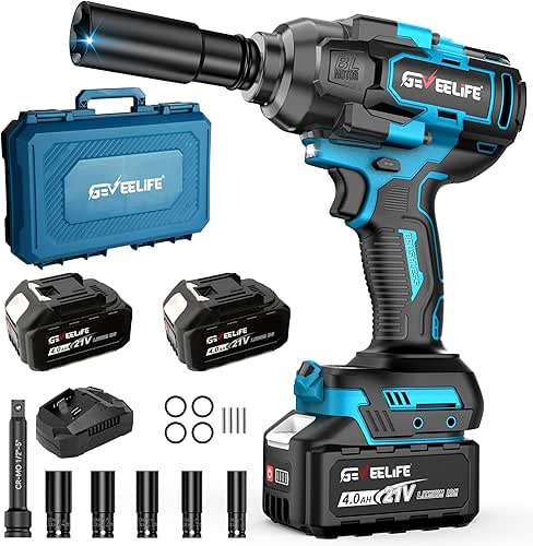 GEVEELIFE 1200N.m (900Ft-lbs) Brushless Impact Wrench, 1/2" Cordless Impact Driver