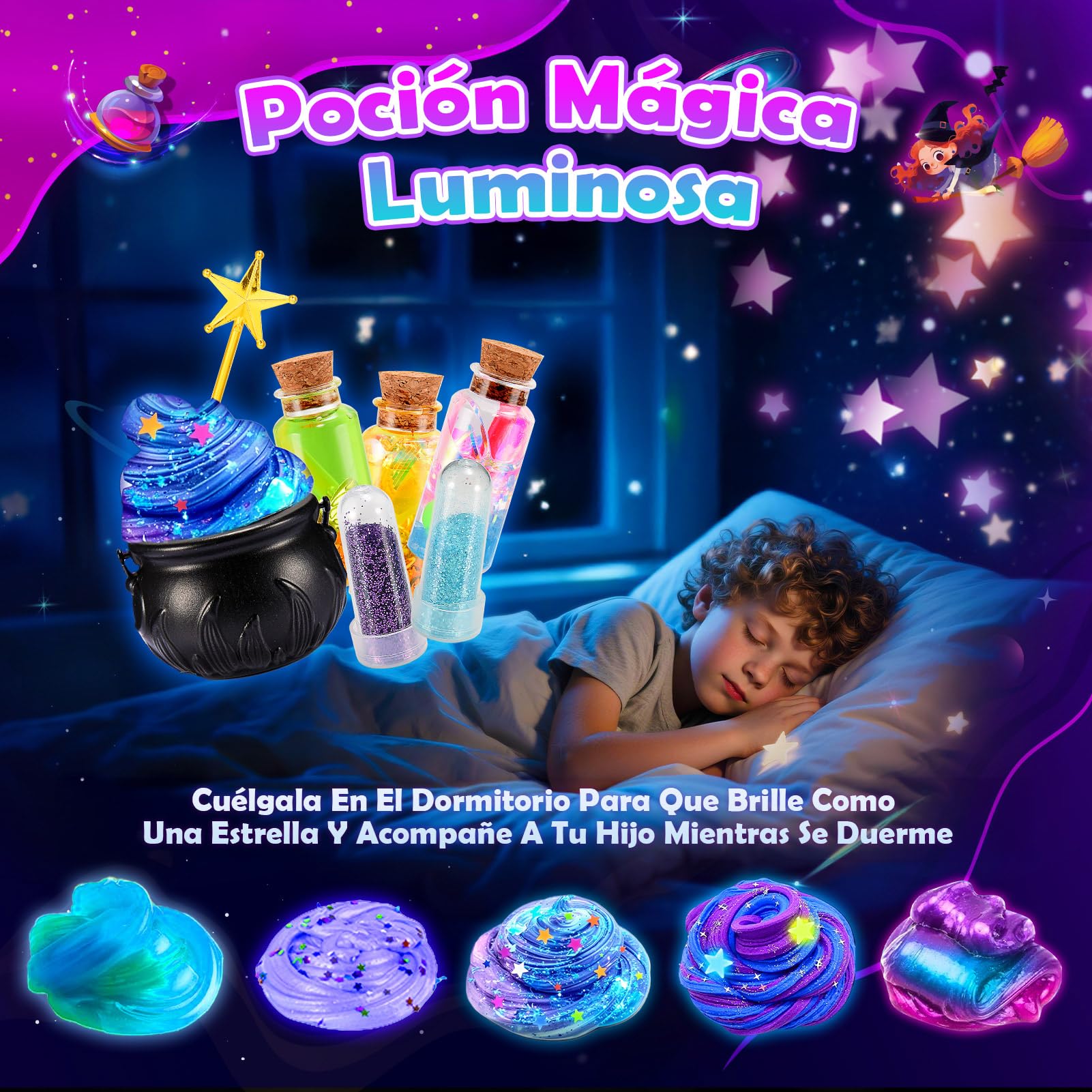 iKidiki Slime para Niños 6 7 8 9 10 11 12 Años, Regalo Niña 6-12 Años Galaxy Slime Kit Juguetes Niña 6-12 Años Manualidades para Niñas Slime Fluffy Pociones Magicas Niñas