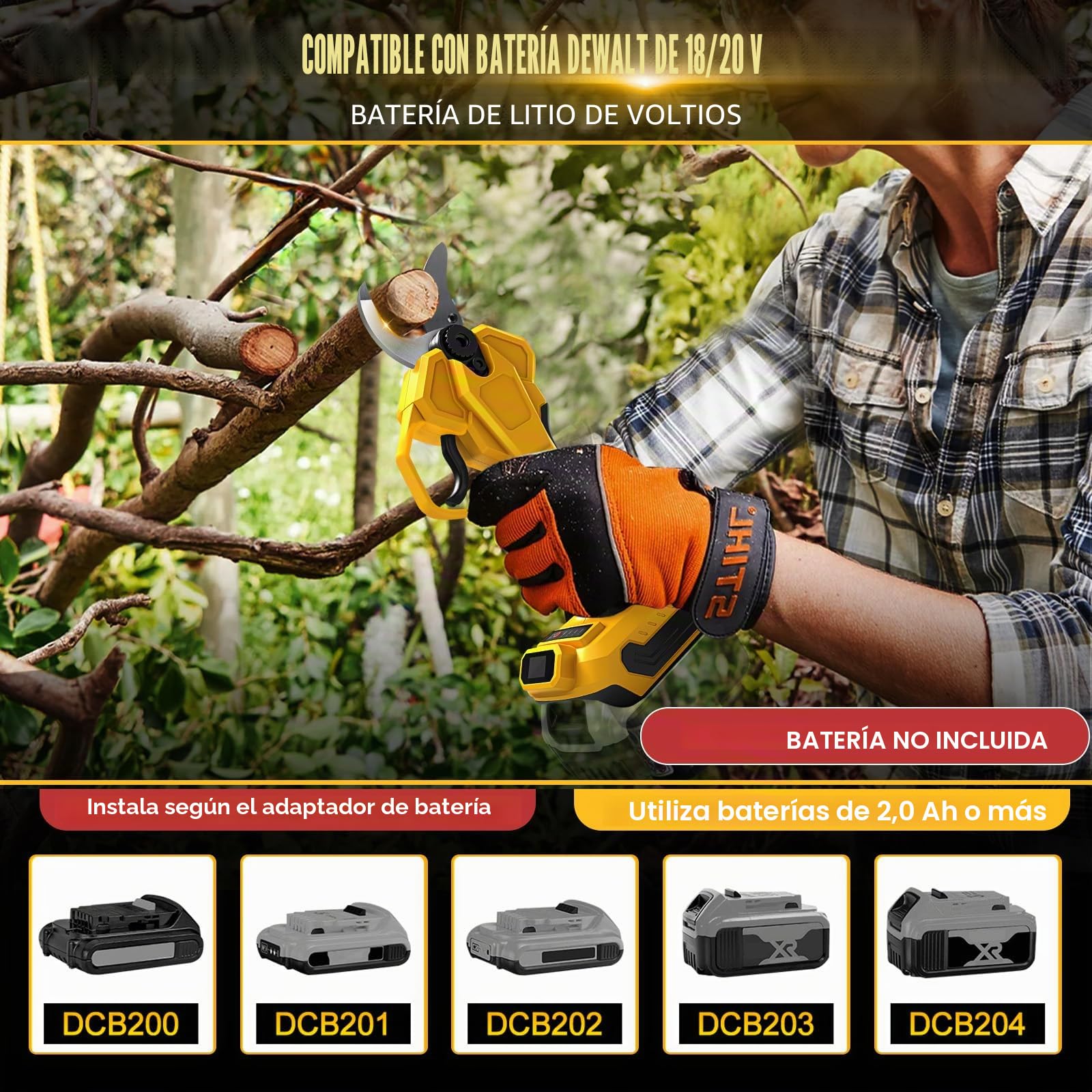 Tijera de ramas eléctrica telescópica 2 EN 1 para Dewalt 20V 18V | sin batería Jardín tijeras de podar Barra Motor sin escobillas Eléctrico Sierra de ramas Batería para podar árboles árboles