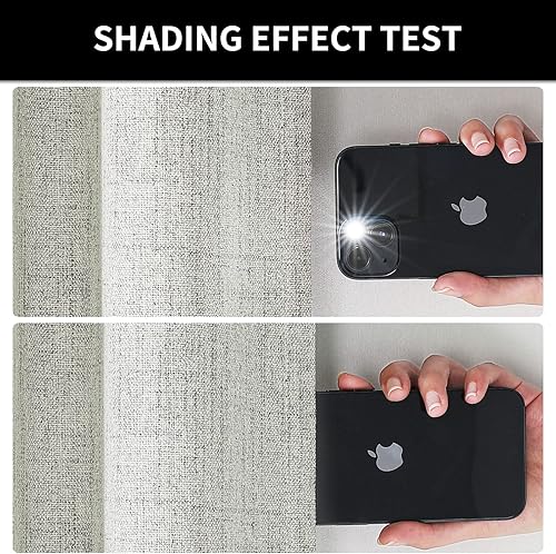 Miniatura 5 de Joydeco Juego de 2 paneles de cortinas de lino de 84 pulgadas de largo, 100% opacas, cortinas largas para dormitorio, sala de estar, cortinas de