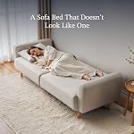 Convertible 77" Sofa Bed Couch 3 in 1 with Adjustable Back Featuring Convertible Couch Sofa Used as Sleeper Sofa or Futon Sofa with Upholstered Fabric for Living Room and Bedroom (Oat, Linen)