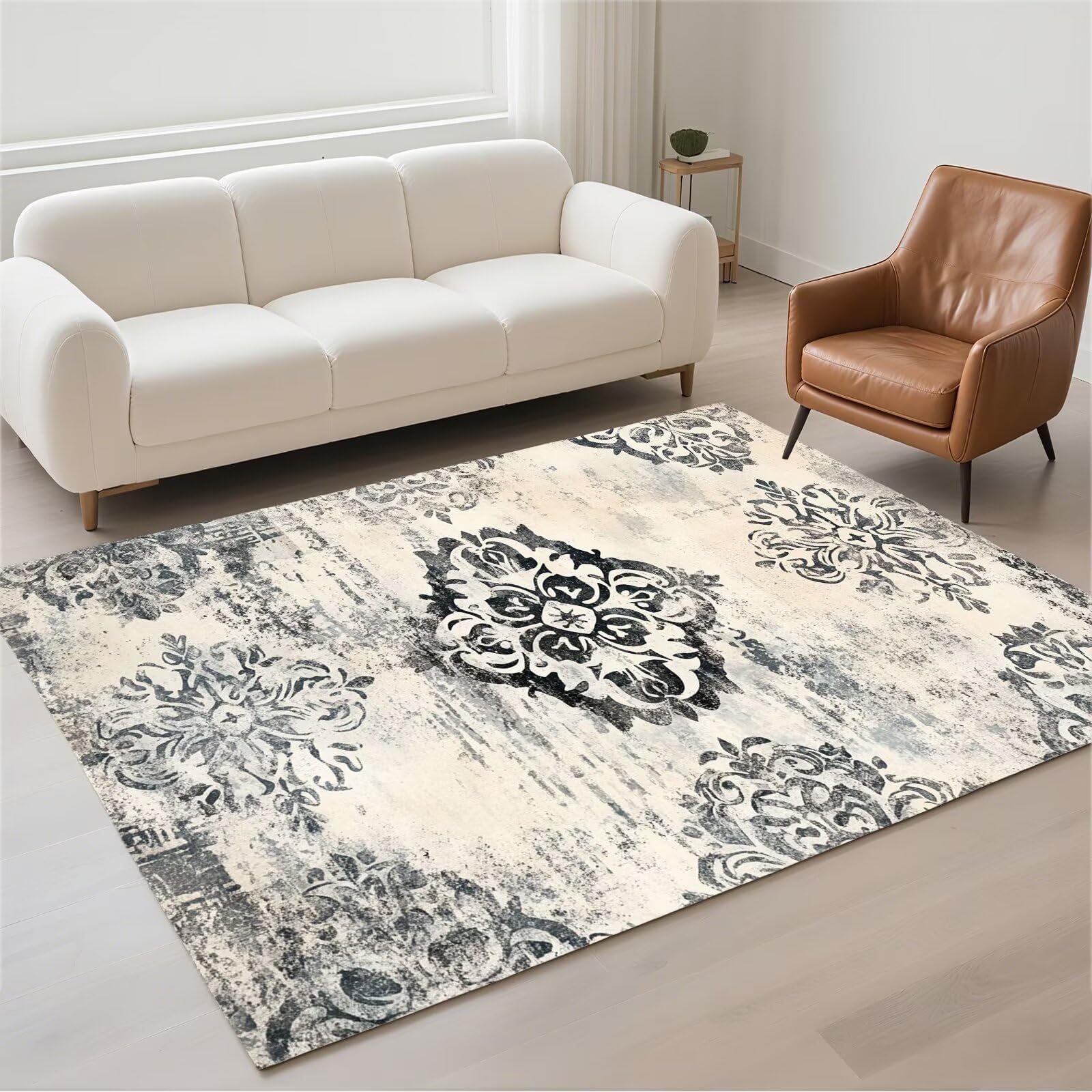Tapis Salon 140x200cm Vintage de Couloir Chambre Moderne Grand Carpet 13-998
