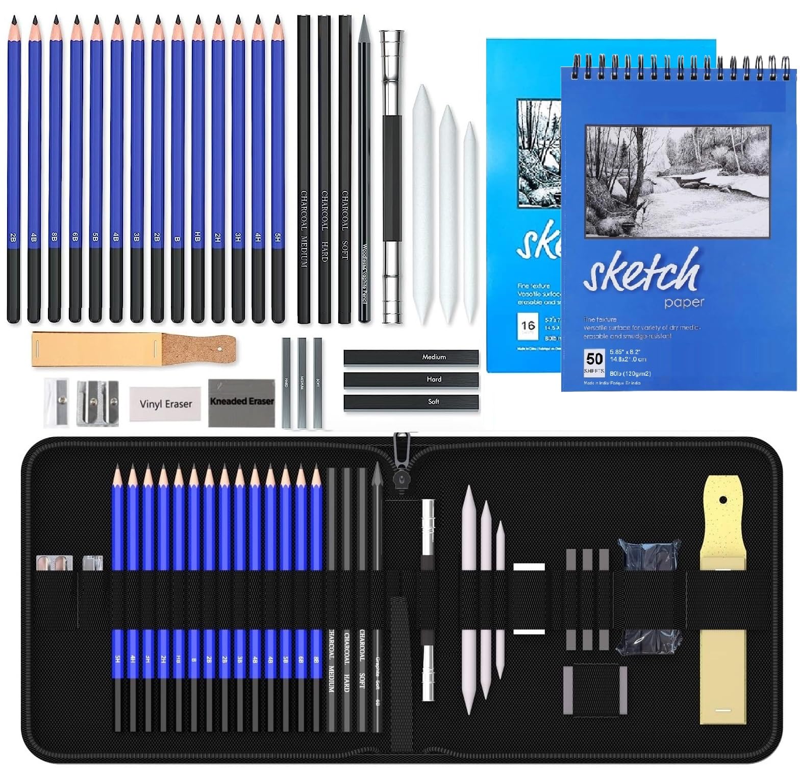 Corslet Juego de 36 lápices de dibujo, juego de lápices de sombreado, kit de dibujo, juego de lápices de boceto para artistas, lápices de carbón para artistas, lápices para artistas, juego de lápices