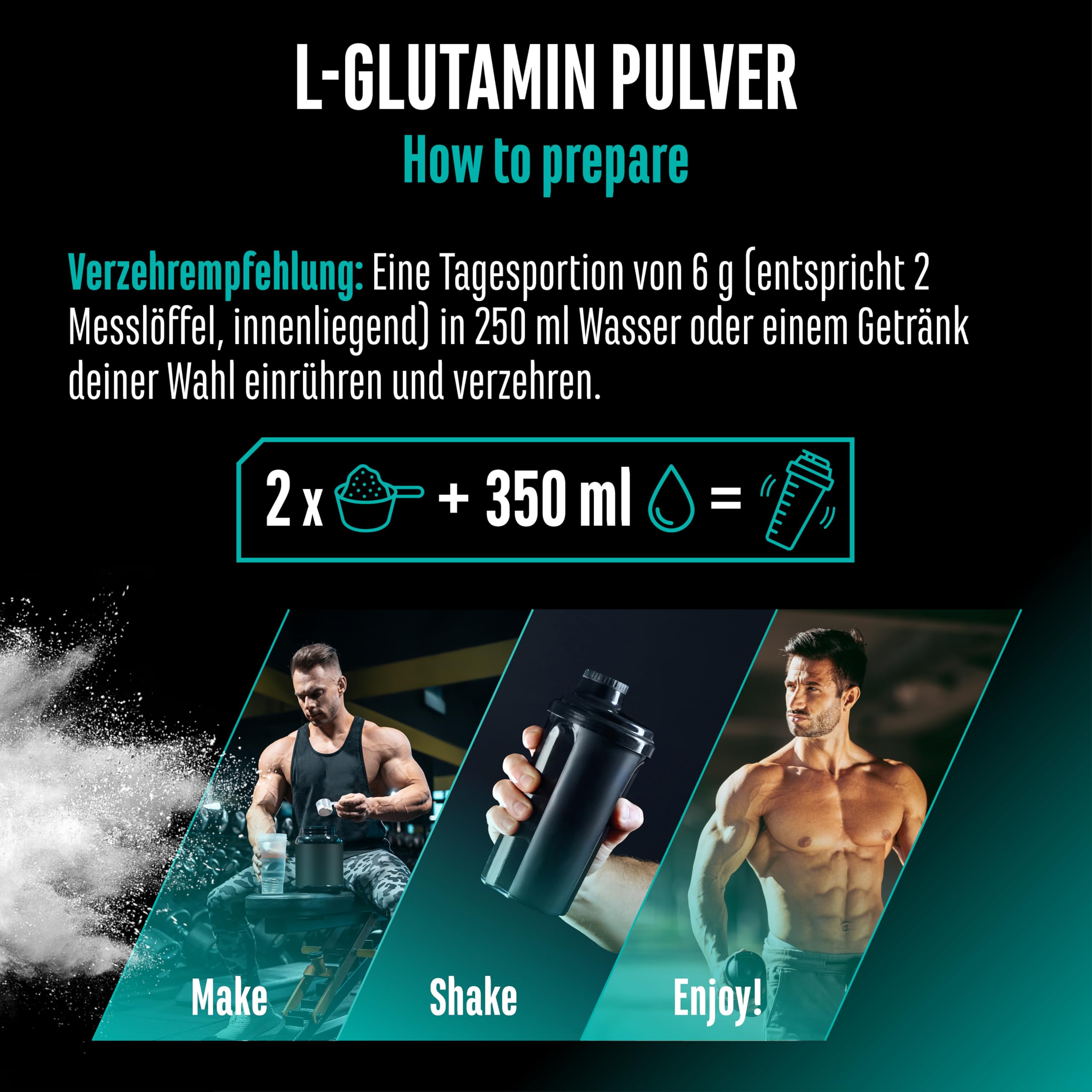 GEN GERMAN ELITE NUTRITION L-Glutamin Pulver - 750g - Geschmacksneutral | hochdosiert, 100% Aminosäure, ultrafein, Laborgeprüft, Vegan