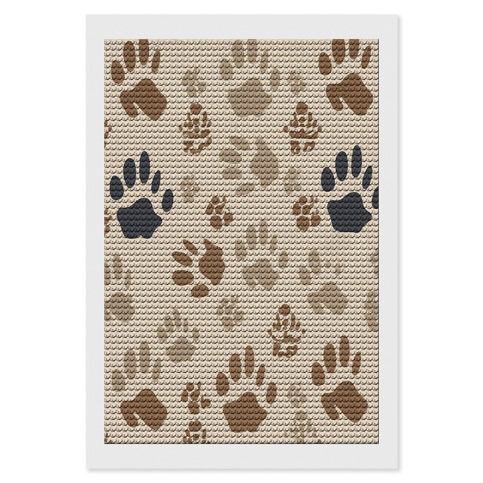 FekiLoot Bone and Paw Print Diamond Art Kits for Adults Diamond Painting Kits for Beginners DIY Diamond Art Kits Round Full Drill Diamond Dot Gem Painting for Home Wall Decor Gift 8"x12"