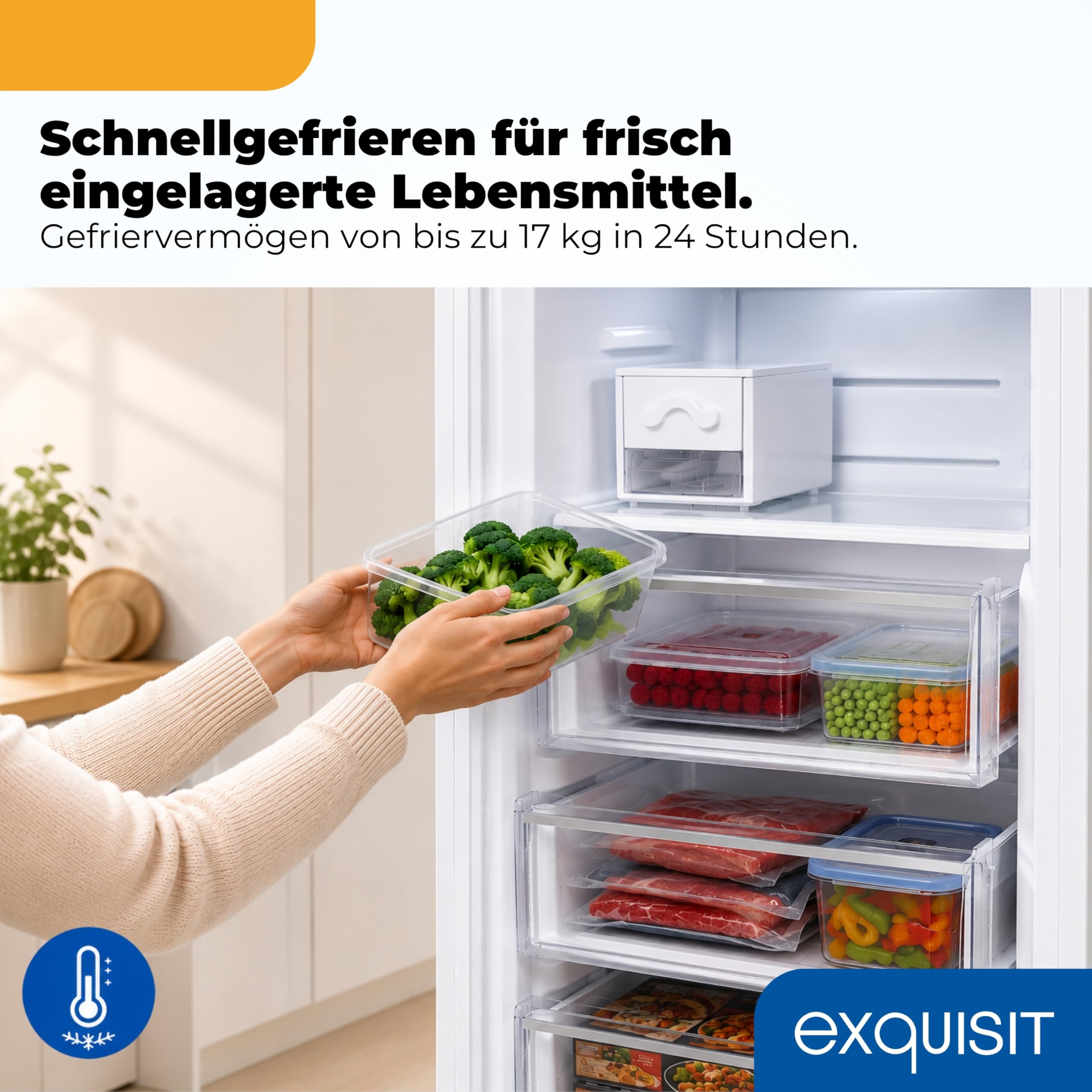 Exquisit Gefrierschrank 274 l No Frost | Energieklasse C | Schnellgefrieren | digitale Temperaturanzeige | LED-Beleuchtung | GS5295-NF-H-040C weiss | Weiß