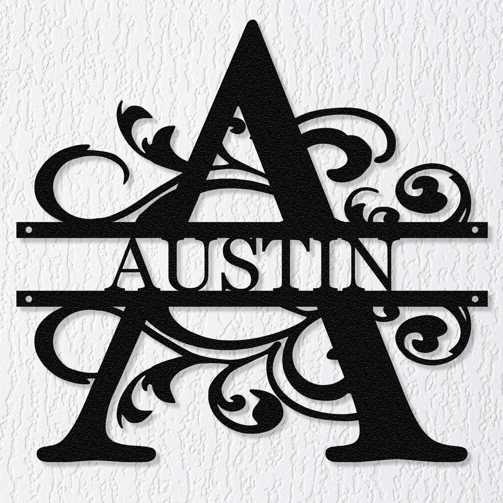 Custom Metal Sign - Personalized Name Sign - Split Letter Monogram - Metal Wall Art Decor - Last Name Family Name Sign for Home - Personalized Wedding