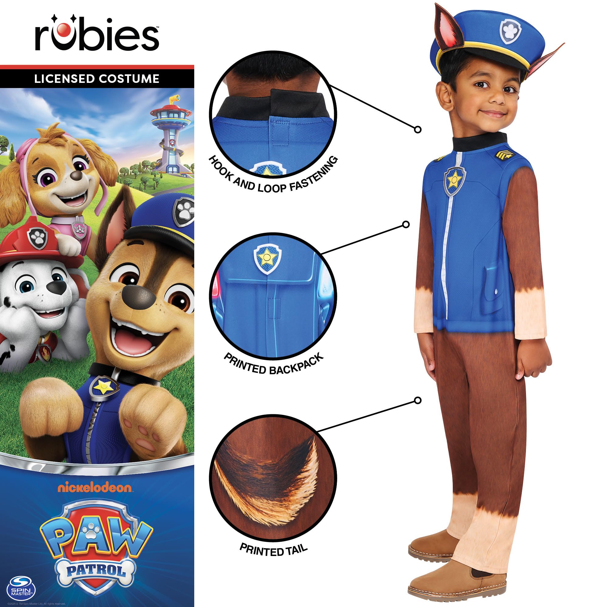 Rubies Official Paw Patrol Classic Chase Child Costume,Kids Fancy Dress, 2-3 Years, Multicoloured - Image 4