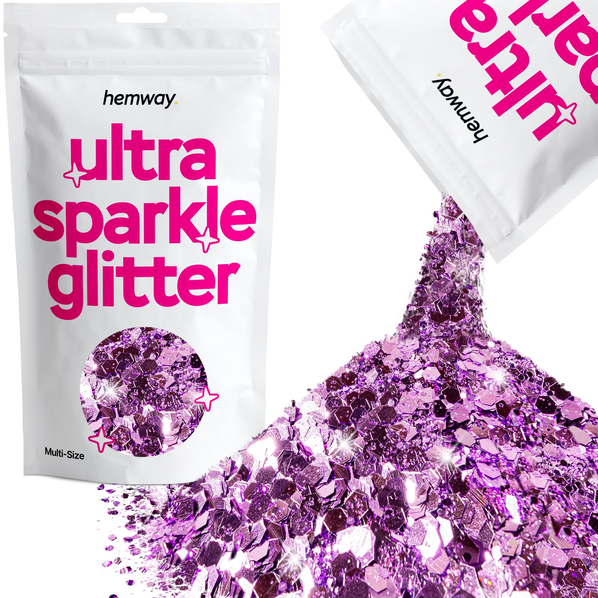 Hemway Ultra Sparkle Glitter – Lavendellila, 100 G, Grober Glitzer Für Body, Face & Nails