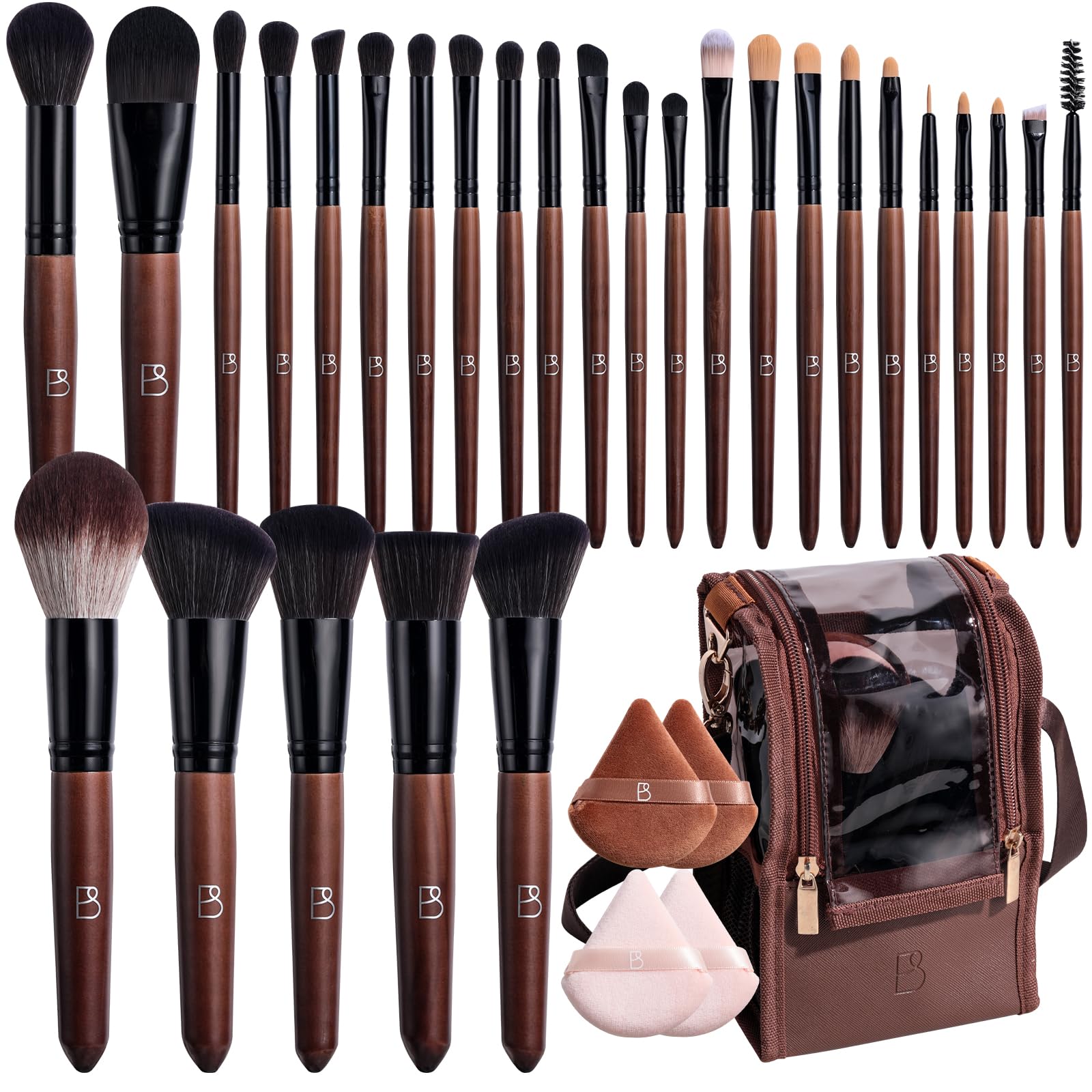 BS-MALL Professional Makeup Brush Set 28 Pcs With Travel Makeup Bag Concealer Brush Foundation Brush Blush Brush 4