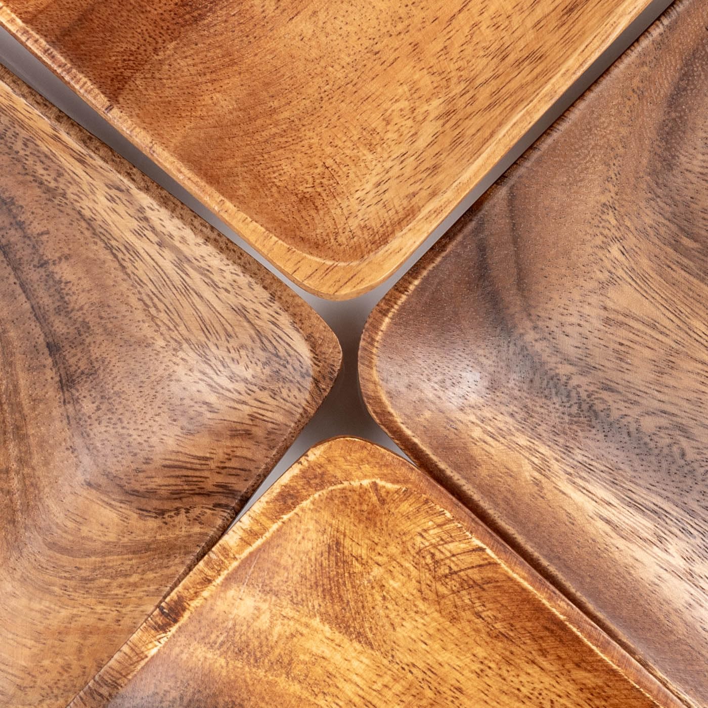 levandeo Set van 3 decoratieve borden van acaciahout, 15 x 15 cm, vierkante borden, schaal, snackschaal, fruitschaal, decoratieve schaal, decoratie, tafeldecoratie, acaciahout, houtdecoratie, opslag