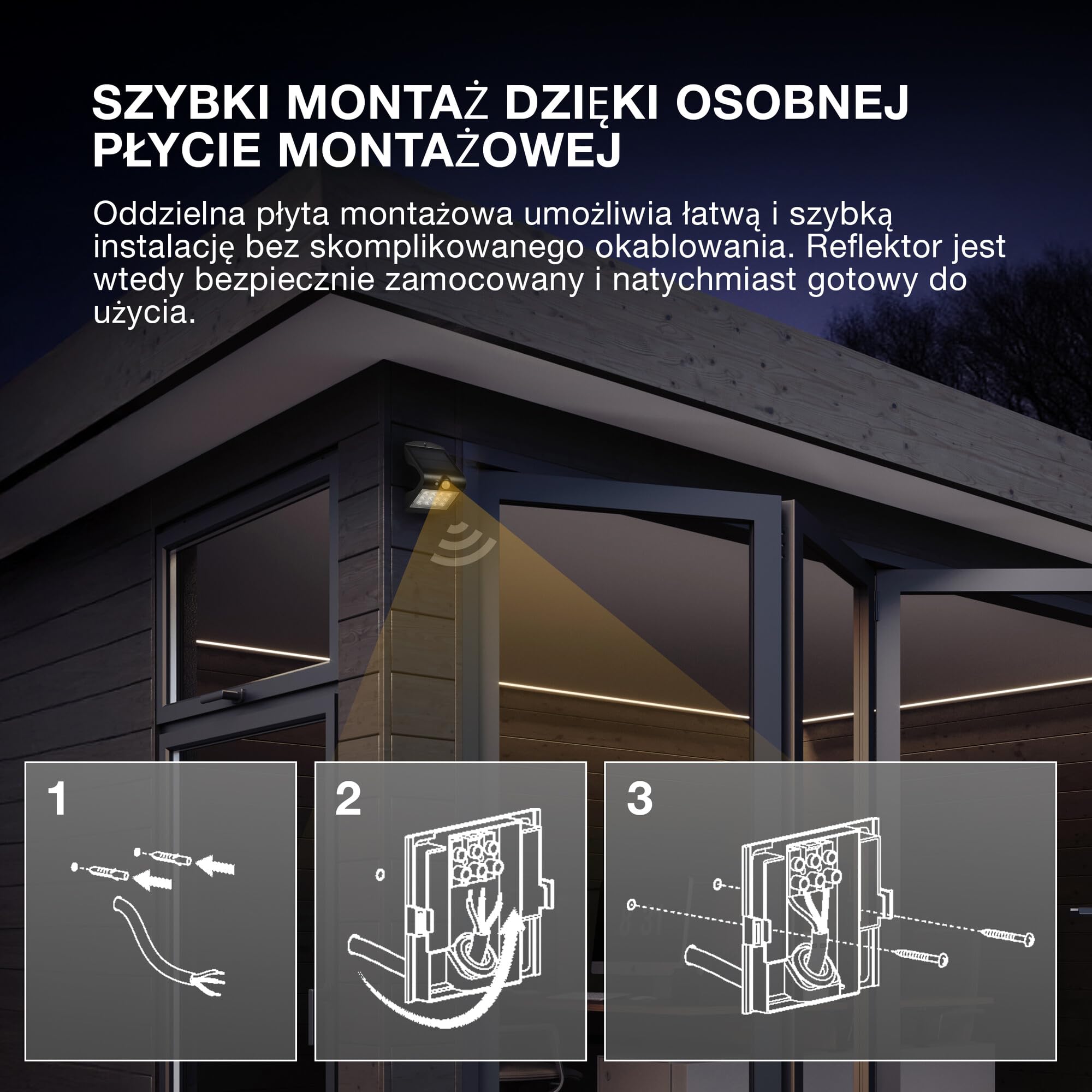 OSRAM LED-Solar-Außenleuchte Endura Outdoor schwarz mit Flutlicht und Solar-Panel, 5 m langes Kabel, mit Fernbedienung und PIR-Bewegungsmelder, 10 W, 1400 lm, 840, 4000 K Lichtfarbe, EEK A