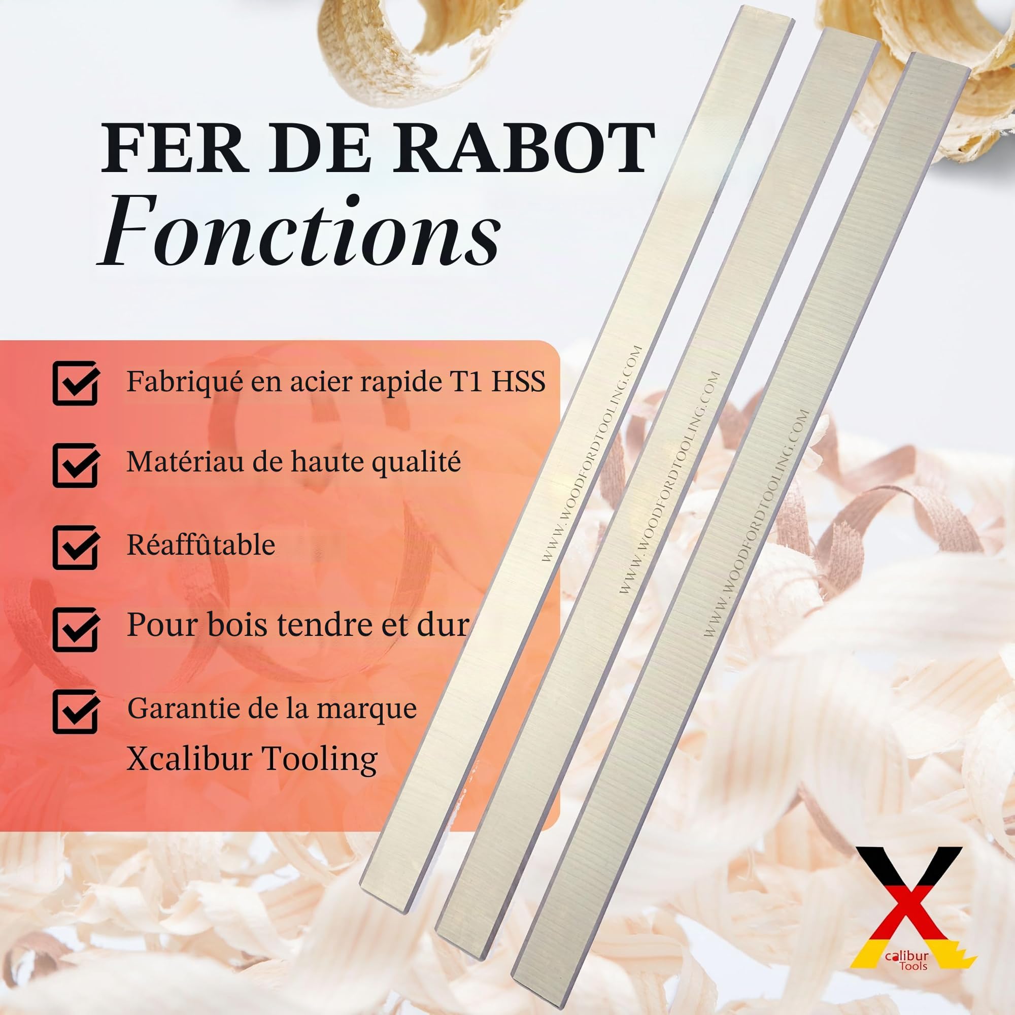 Lames de raboteuse 310x25x3mm compatibles avec Jet JPT310 HSS Resharpenable