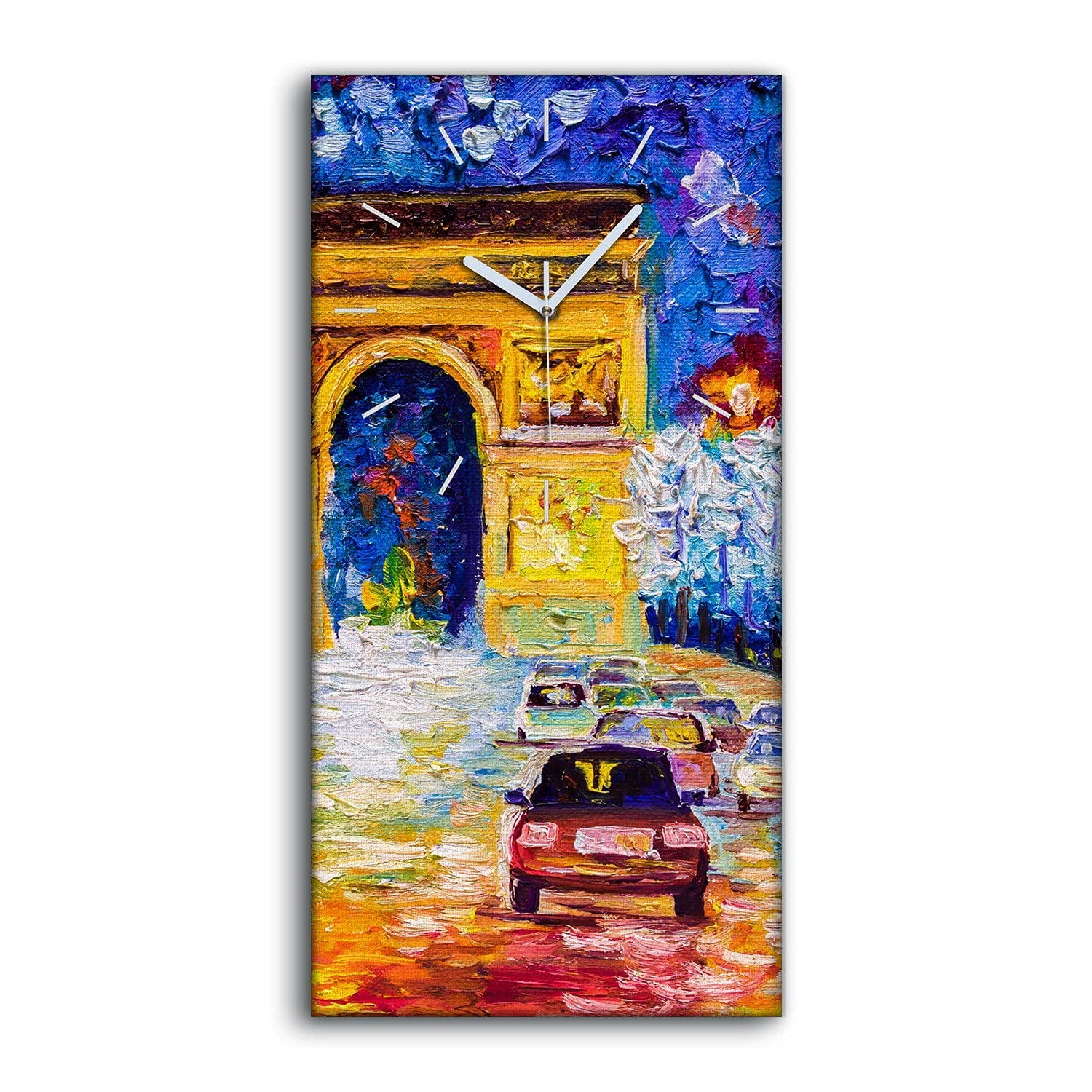 Horloge sur Toile Silencieuse pour Chambre Déco Paris Moderne 30x60
