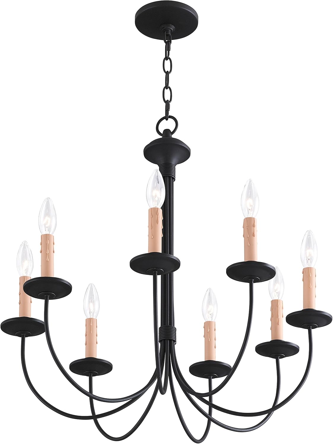 Top Brands Livex Lighting 4458-04 Heritage 8 Light Black Chandelier
