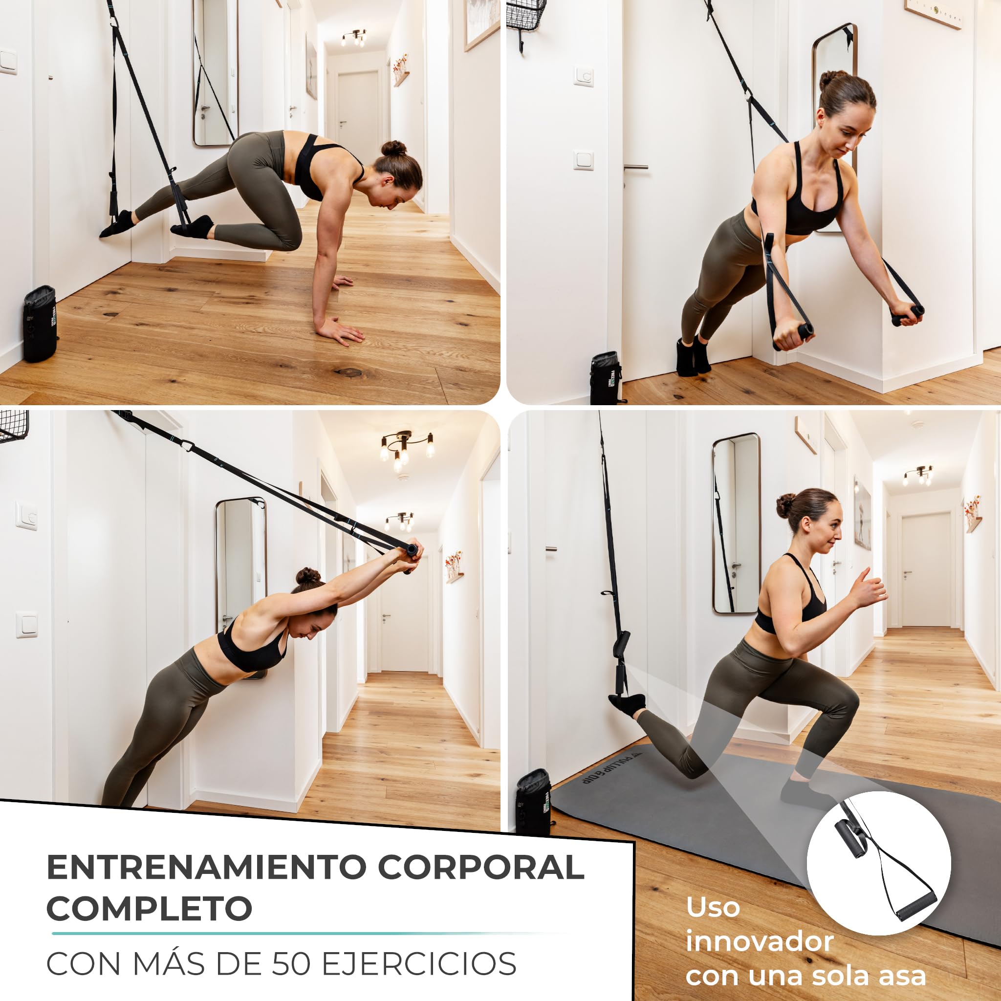 Correas de entrenamiento en suspensión Kit - Juego de Trainer Fitness con Anclaje puerta para Gimnasio en casa - Adecuado para Viajes, Entrenamiento en Interiores y Exteriores, Ejercicio