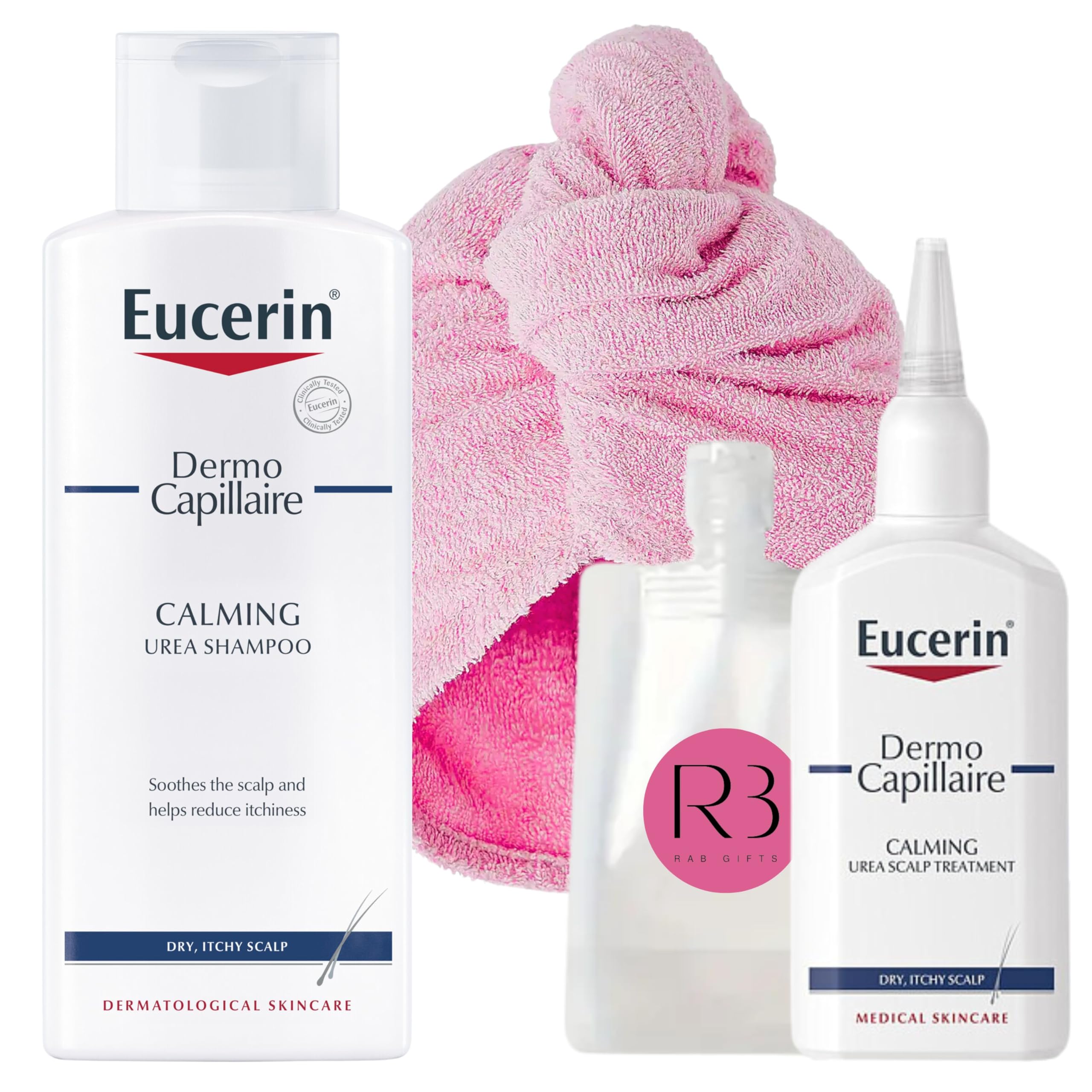 Itchy Scalp Treatment Bundle with Scalp Treatment 100ml Shampoo 250ml with Rab Gifts Hair Wrap and Travel Bottle