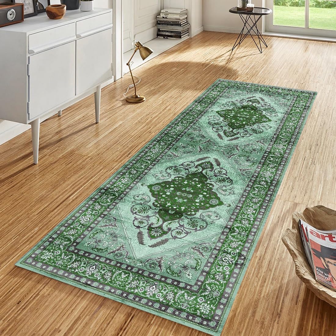 Läufer Teppich Vintage Läufer Flur Bunt Waschbar Lang Kücheläufer Schlafzimmer Teppich Läufer rutschfest 70x240cm Dauerhaft Läuferteppich Flurläufer Korridor Polyester Meterware