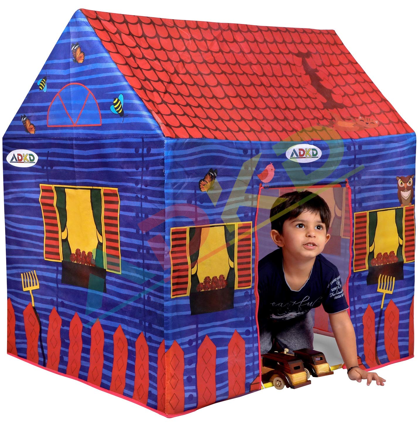 ADKD Hut Type Play Tent House for Kids 3 Yrs&Above Water Repellent Big Size Play House for Girls&Boys (Picnic House,Jumbo),Multicolor, Tent House Theme