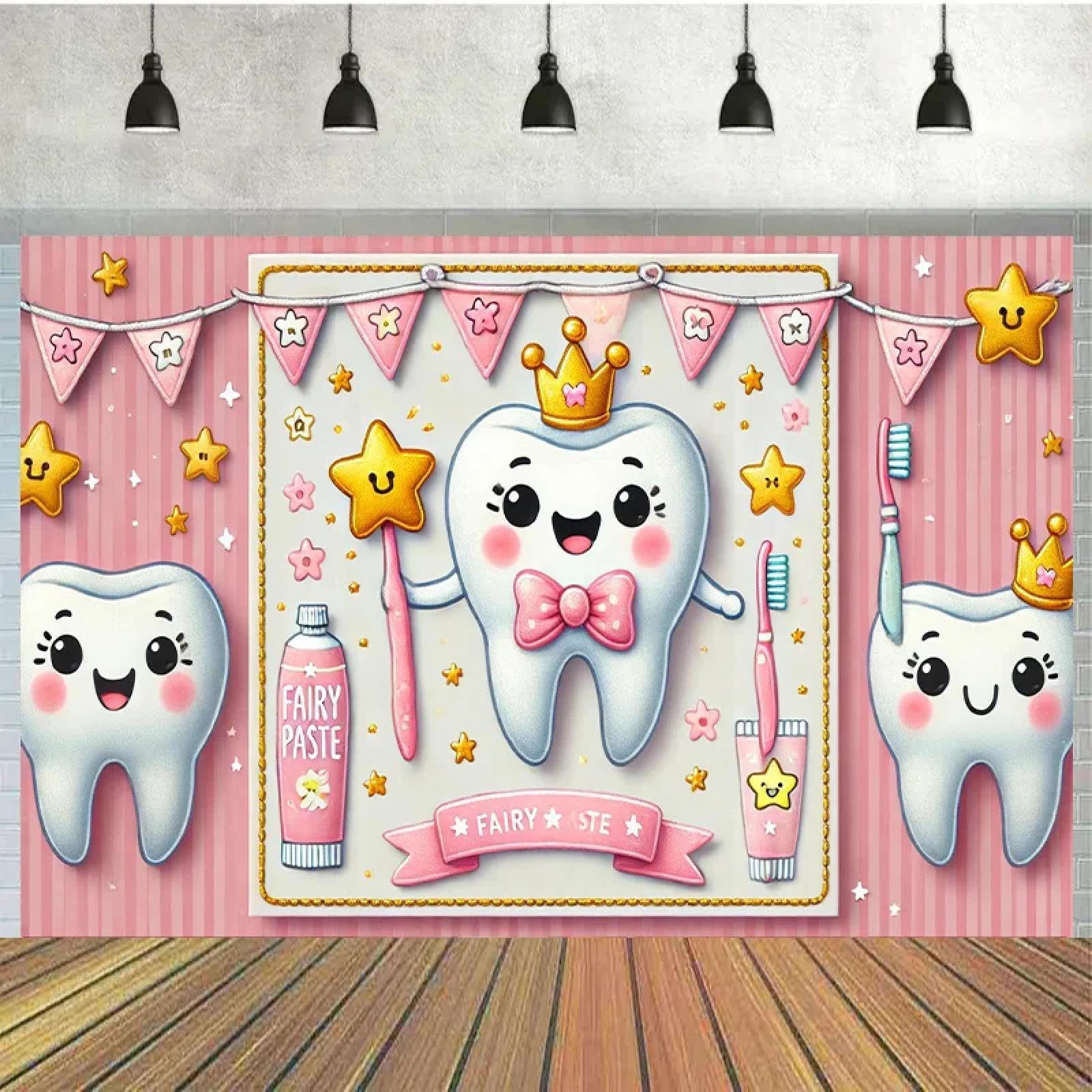1 szt. Happy Teeth Birthday Banner Flag Supplies Tort Tabletop Fotografia Studio Party Decoration and Portret Shooting