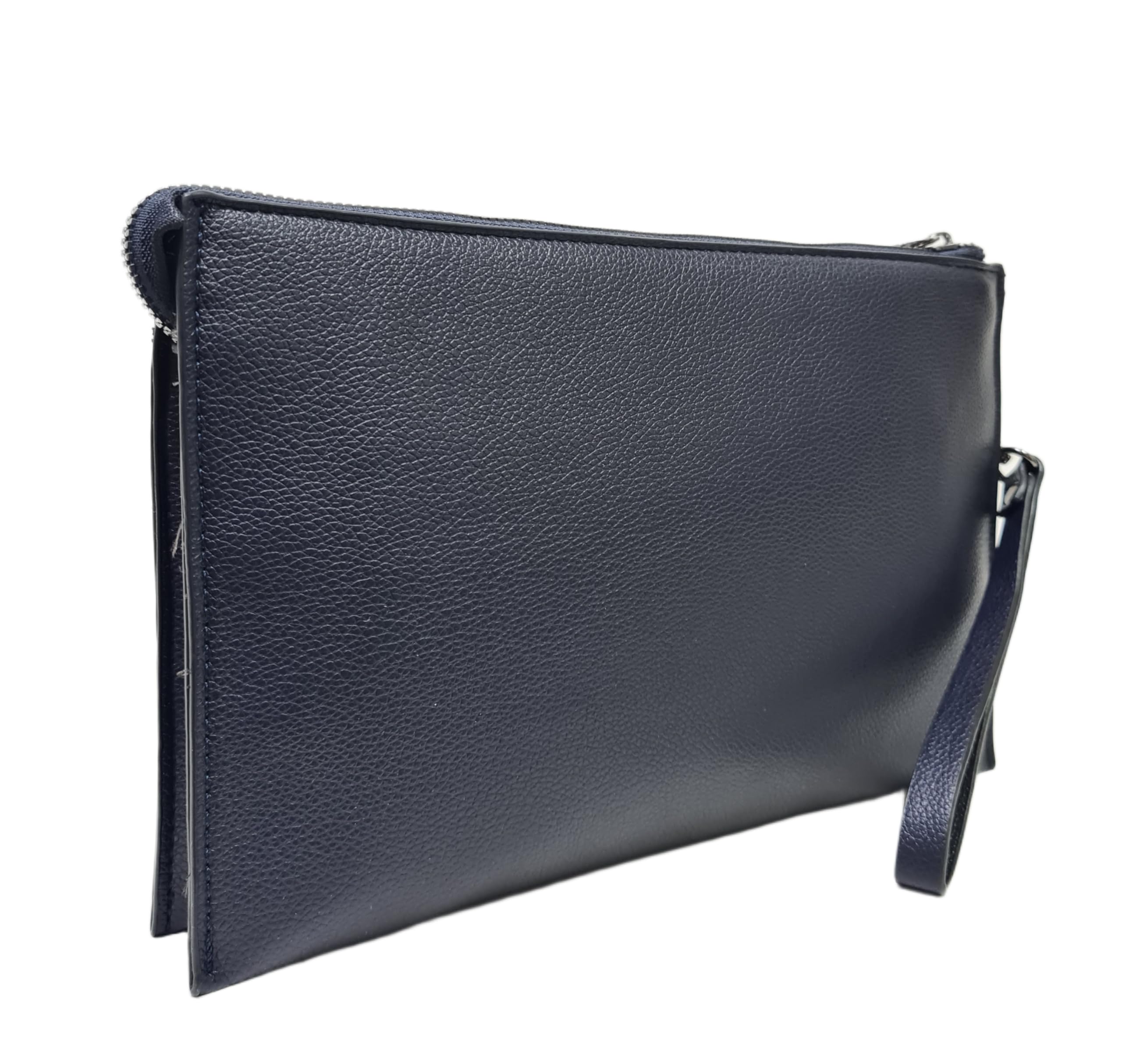 Pierre Cardin Borsello Pochette a Mano in Pelle Sintetica, Nero, Blu e Marrone, con Manico Rimovibile, Dimensioni 27x17X3 cm ART. 13 Stampa Logo a Fuoco sul Frontale