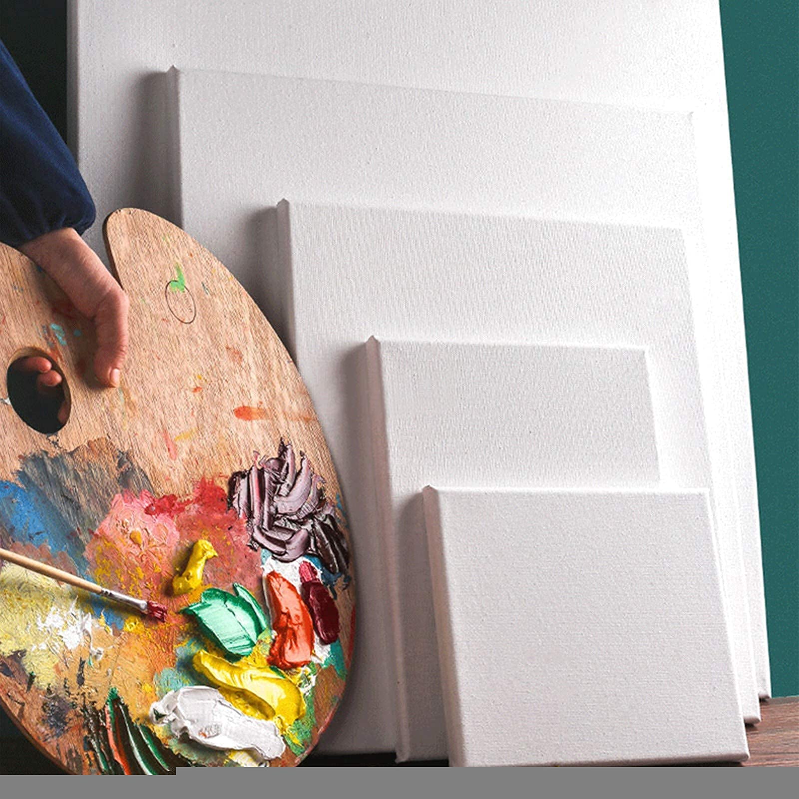 6 Pieces Blank Canvas Art Canvas Multi Panel Canvas Boards Stretched White Blank Canvas for Painting20*20cm Dig-Lo