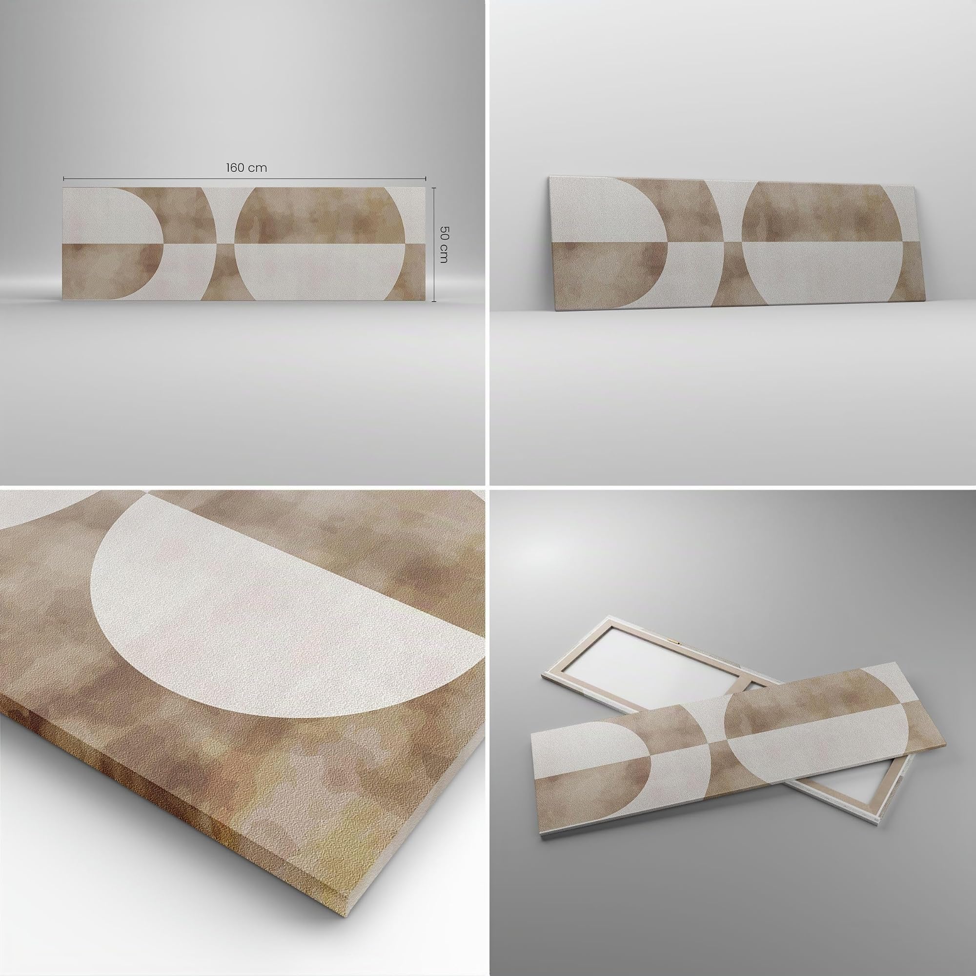 Cuadro Decorativo 160x50cm Moderno Panorámico Abstracto Pastel - 5488 | Minimalismo Brillante Formas Cuadro sobre Lienzo Grande Arte mural Decoración del Hogar Salón Dormitorio Cuadros de Pared