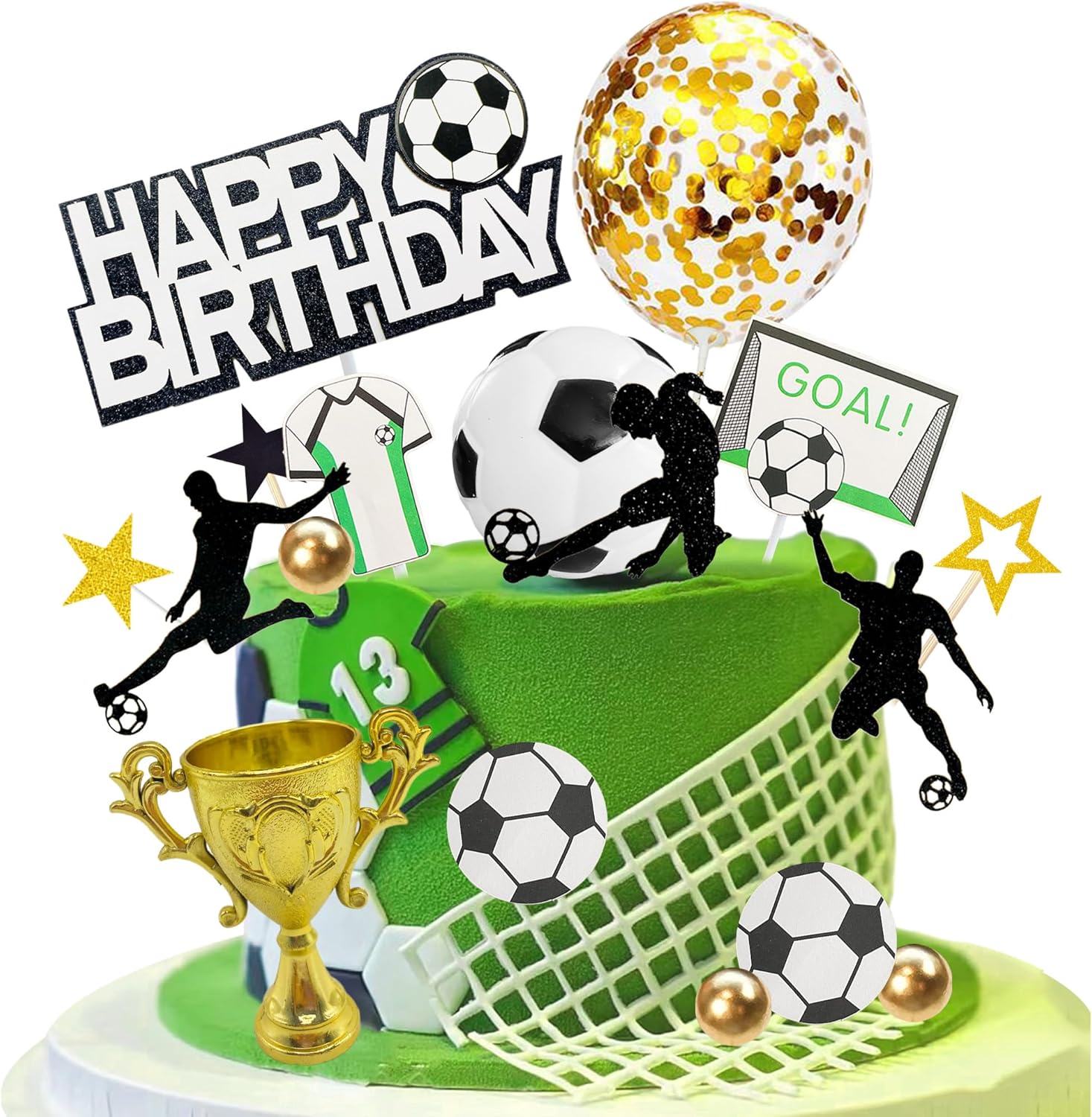 32 PCS Soccer Cake Topper Soccer Ball Player Cake