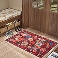Floral Rug for Entryway, 2x3 Washable Kitchen Mat Ultra-Thin Soft, Non-Slip Indoor Door Carpet Stain Resistant Boho Smal