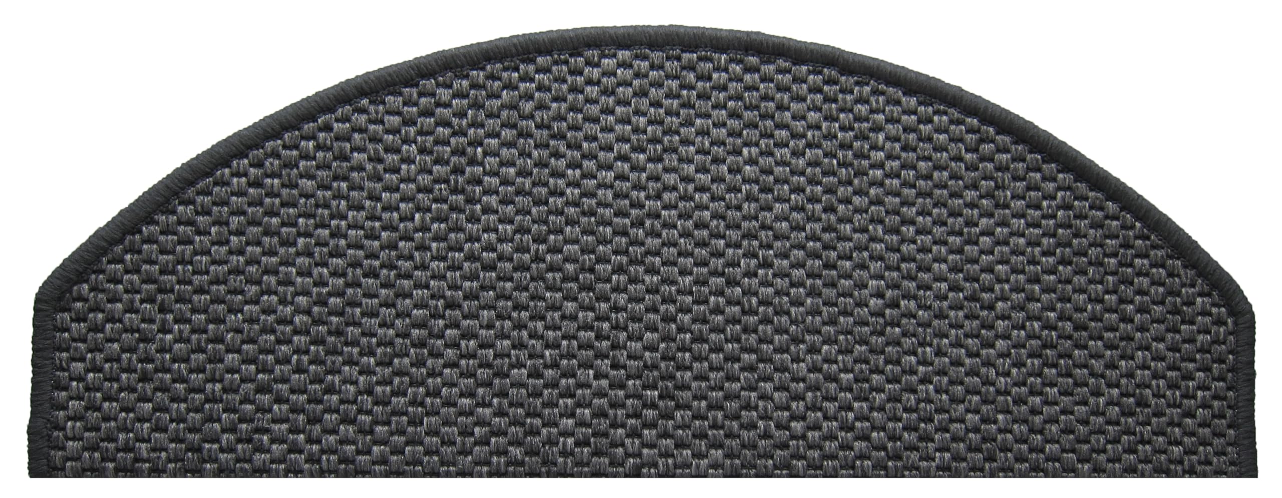 oKu-Tex Stufenmatten Sisal Optik, Stufenmattenset 15 teilig Florenz, halbrund, 65 x 24 cm, mit Winkelschiene, selbstklebend, anthrazit, Flachgewebe